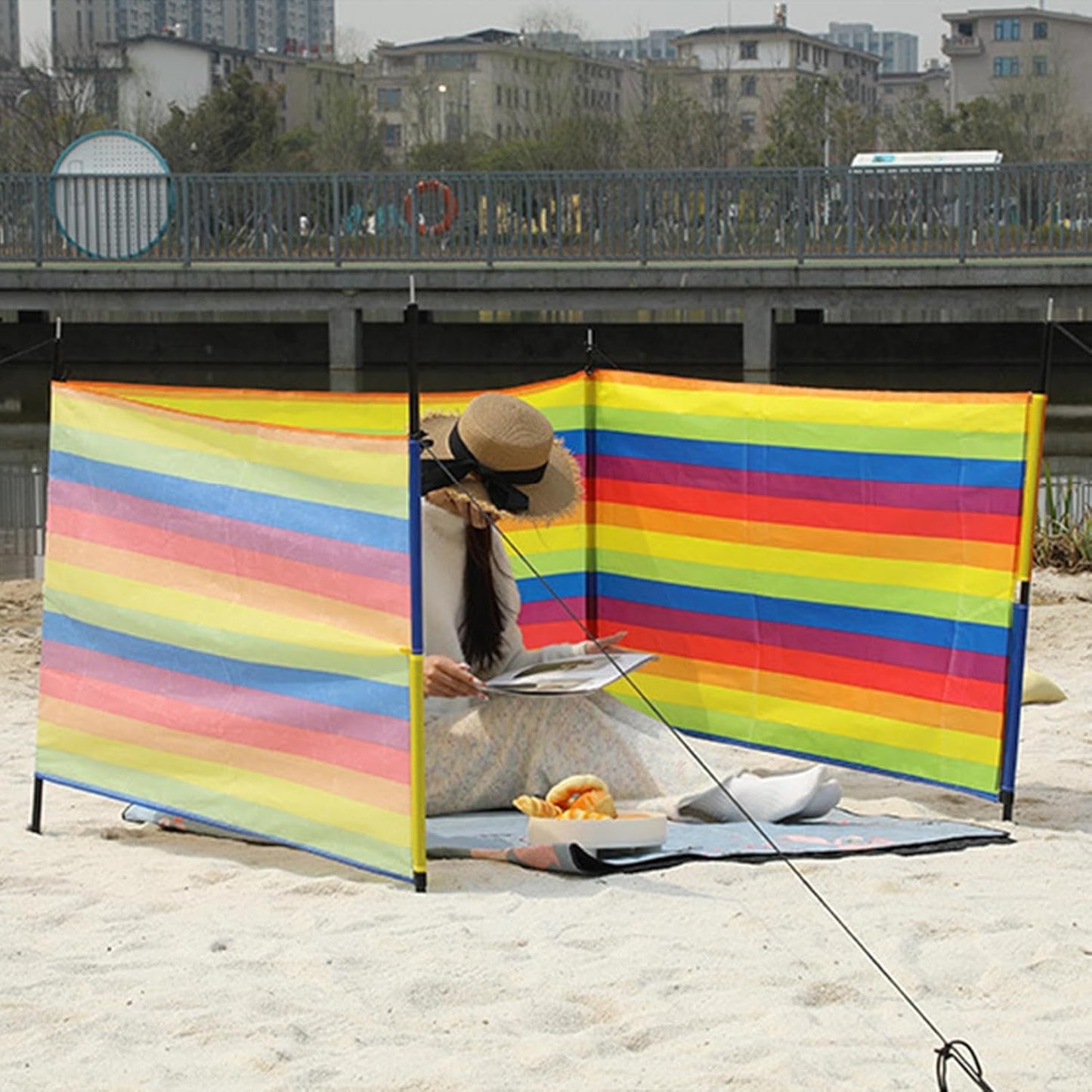 Beach Wind Blocker - Outdoor Wind Tent | Camping Privacy Screen Winds Blocker | Shelter Barrier Windproof Shade, Portable Outdoor Gear Travel Accessories For Vacation, Fishing, Backyard Fun