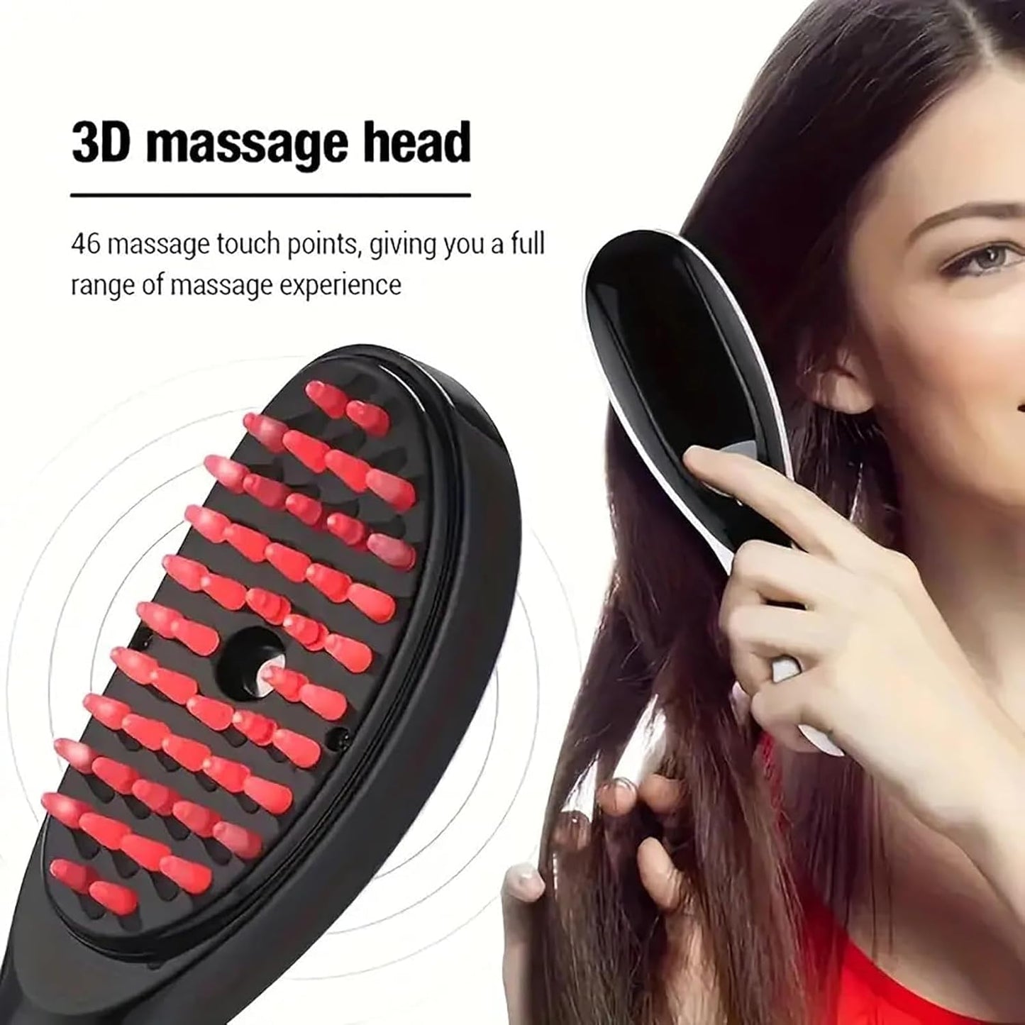 The Original Therabrush, 2-in-1 Electric Scalp Massage Brush and Applicator Bottle, 3 Modes Vibration Massage Comb, Scalp Massager with Red and Blue Light for Scalp Care