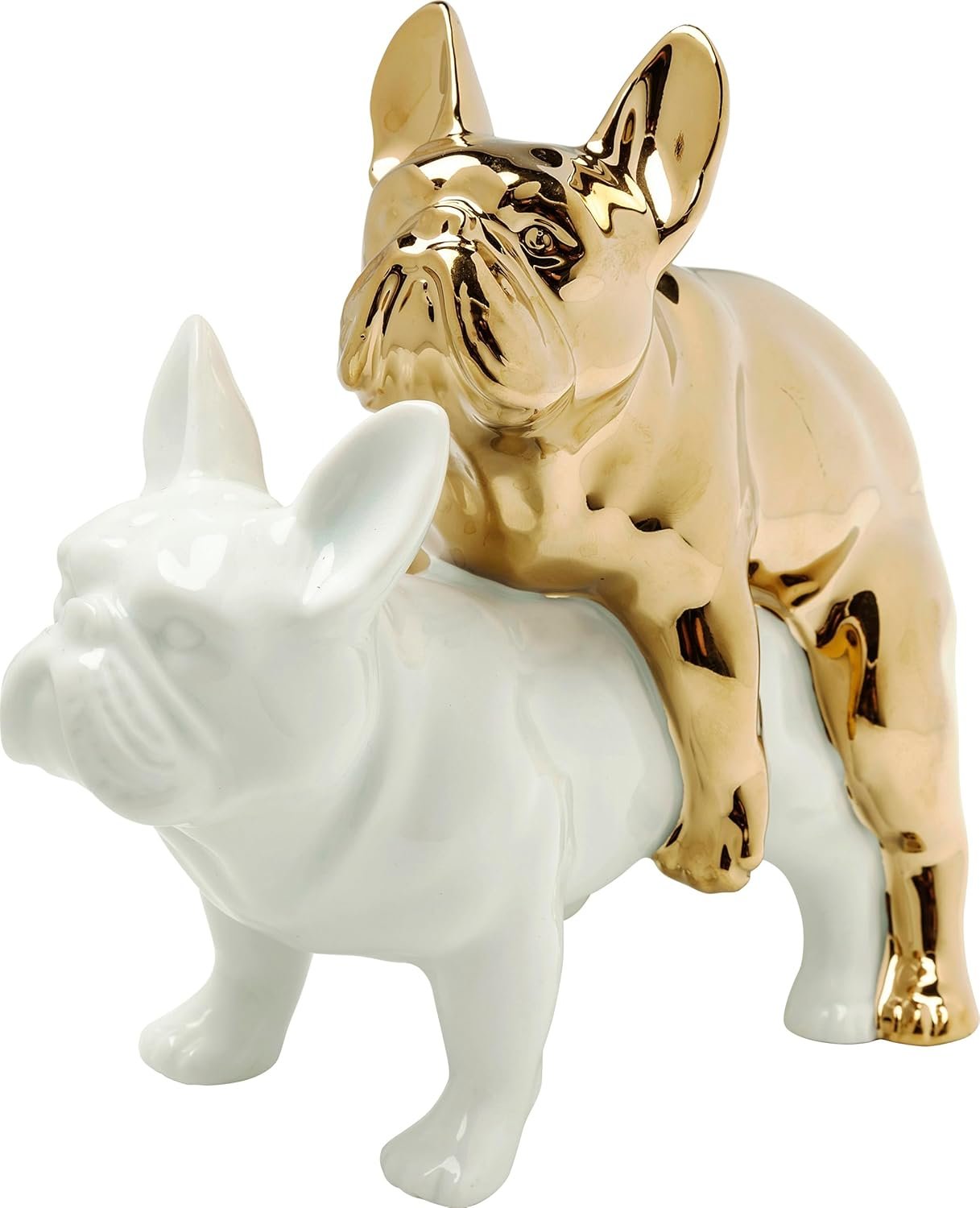 Kare Love Dogs Design Decorative Figure, Gold/White, 17 cm, Dogs, Porcelain, Funny Decorative Object