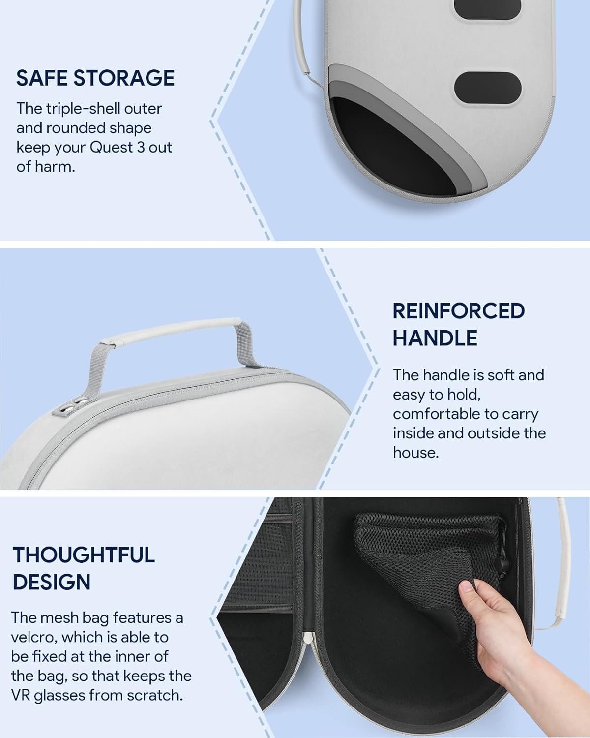 Aubika for Meta Quest 3 Case, Hard Carrying Case for Oculus Quest 3 Accessories, Compatible with Quest 2/Pico 4 Headset, Travel and Storage