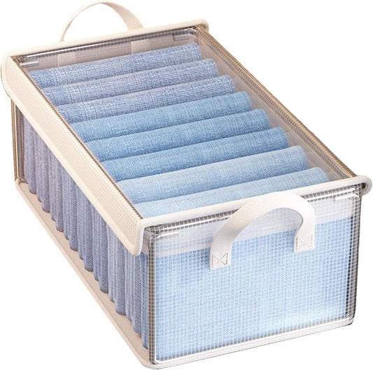 Rissunkv Blanket Organizer - Decorative Closet Organizers,Transparent Space-Saving Multi-Functional Stackable Container Box for Laundry Travel Packing Bedroom Closet Organization Clothing Moving House