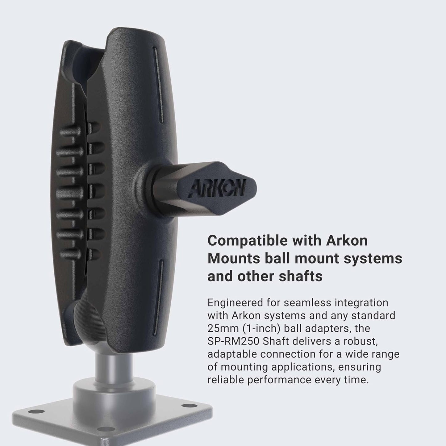 ARKON Mounts Robust Series 3.75" Composite Mount Shaft 25mm (1") Ball Compatible for Customizing Mounts & Pedestals Solid Reinforced Composite Construction Secure Tightening Knob