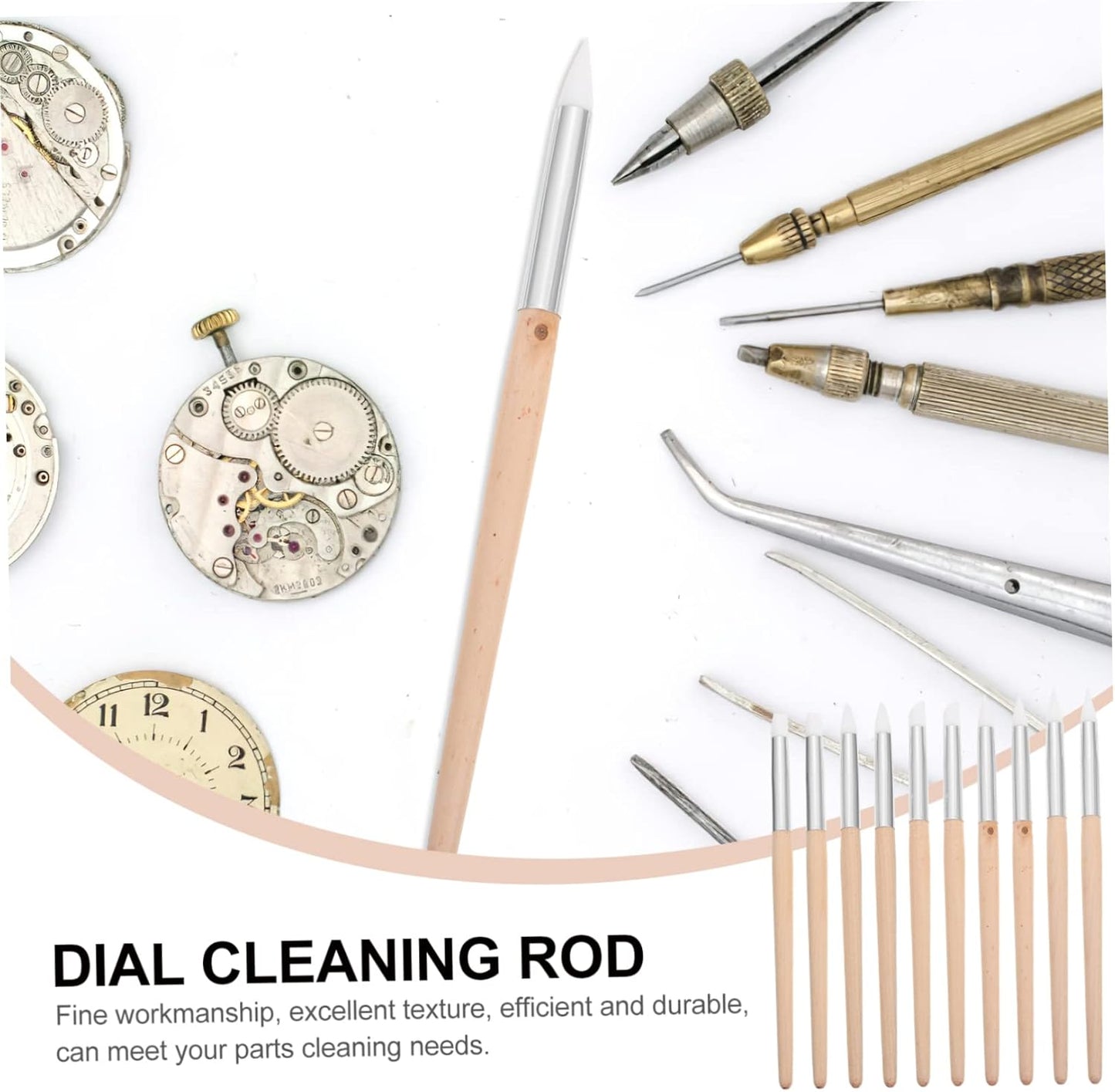 HIAKDOFT 10Pcs Portable Watch Cleaning Pens Professional Dial Cleaner Tool for Watch Repair Material Essential Accessory for Watchmakers and Enthusiasts