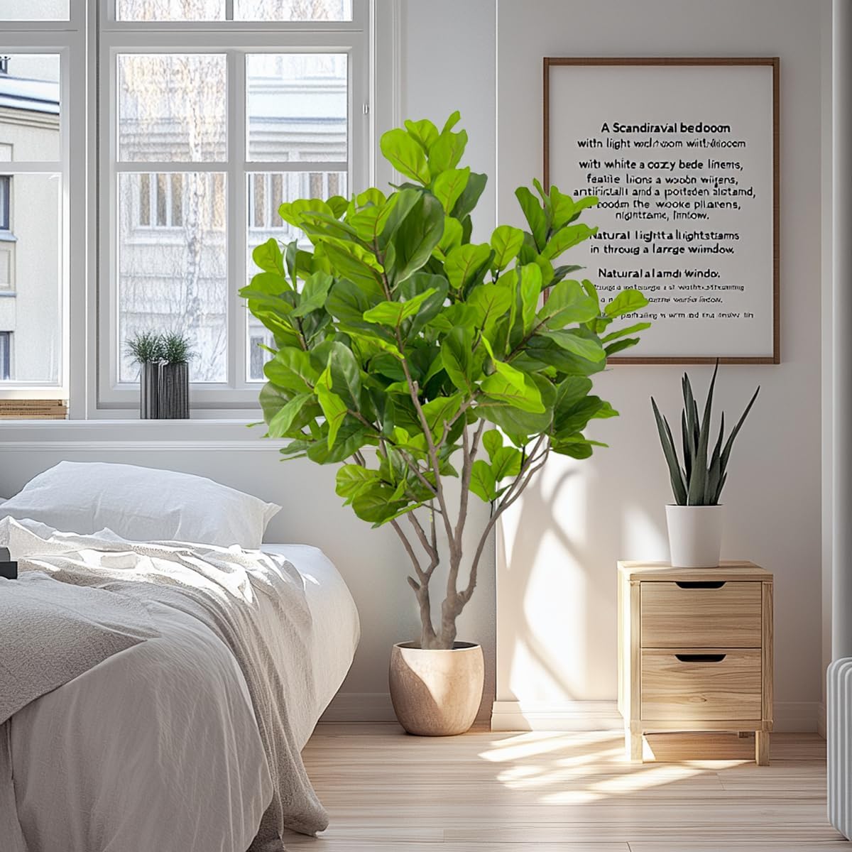 Artificial Fiddle Leaf Fig Tree 8ft Tall,Faux fig Tree Indoor Artificial Tree for Modern Home Office Living Room Floor Decor Indoor