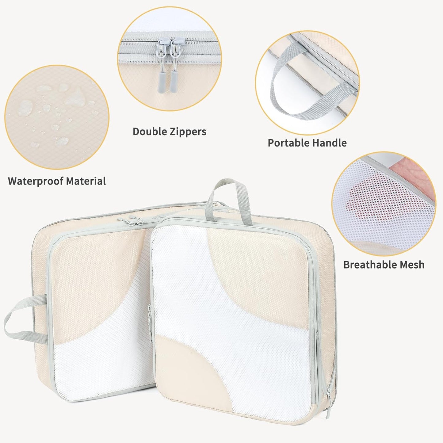 Joyoldelf Packing Cubes for Suitcases Beige