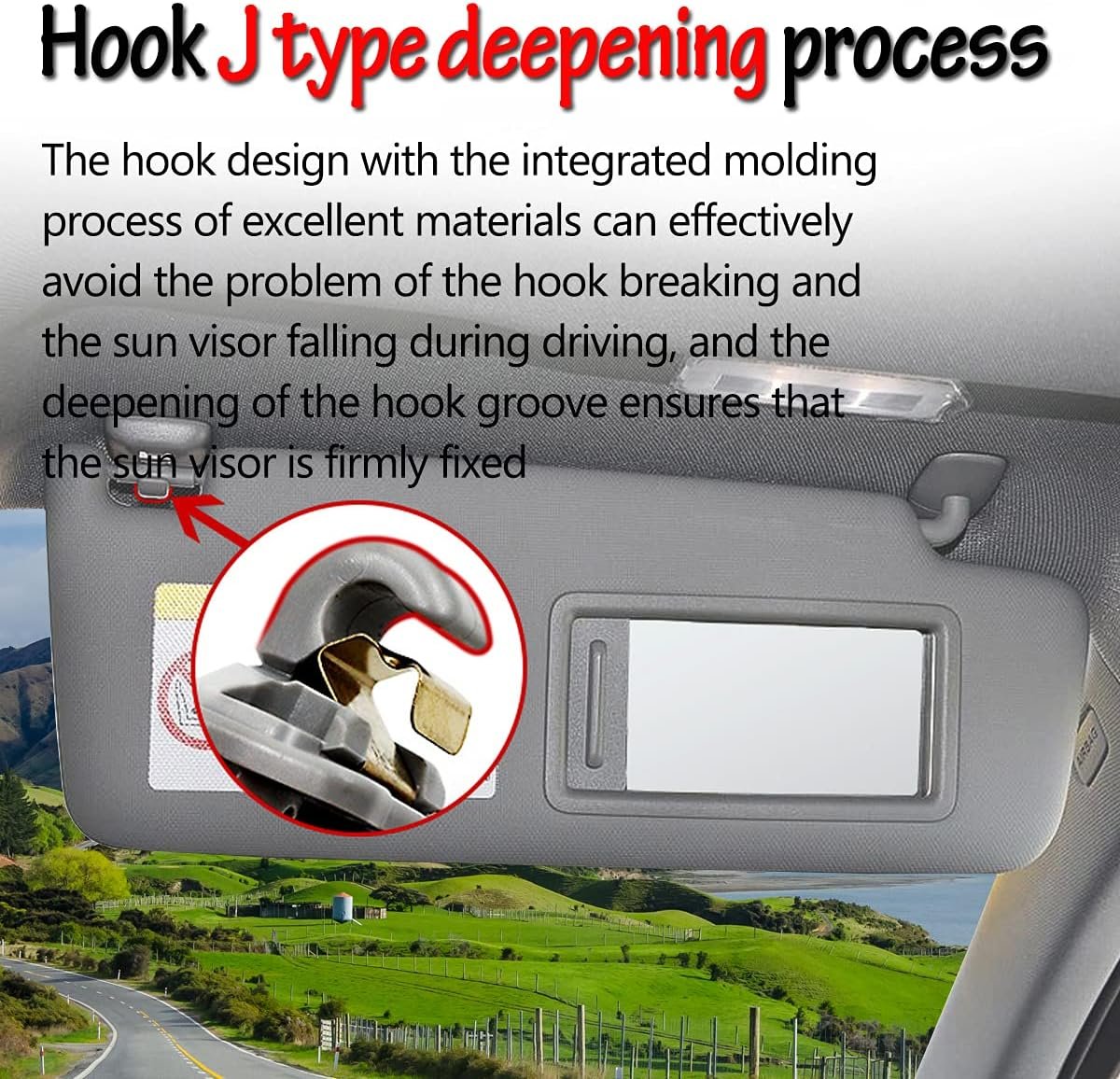 2-Pack Black Interior Sun Visor Hook Clip Base Makeup Mirror Fixing Bracket Compatible with A1 A3 A4 A5 Q3 Q5 OEM(8E0 857 562, 8U0 857 562A).