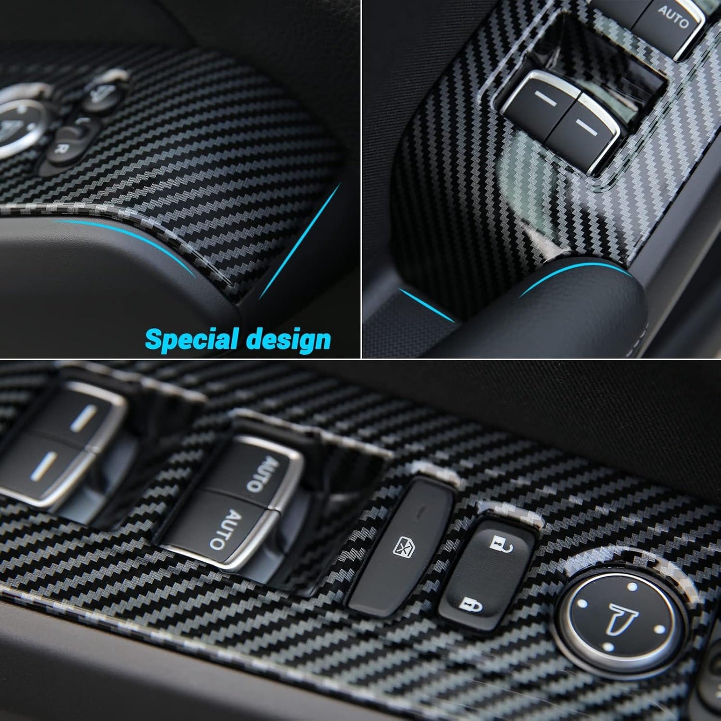 Thenice Compatible with Honda Civic Accessories Window Control Panel Door Armrest Cover Trims Interior Accessory for Civic 2022 2023 2024 2025 (Carbon Fiber Print)