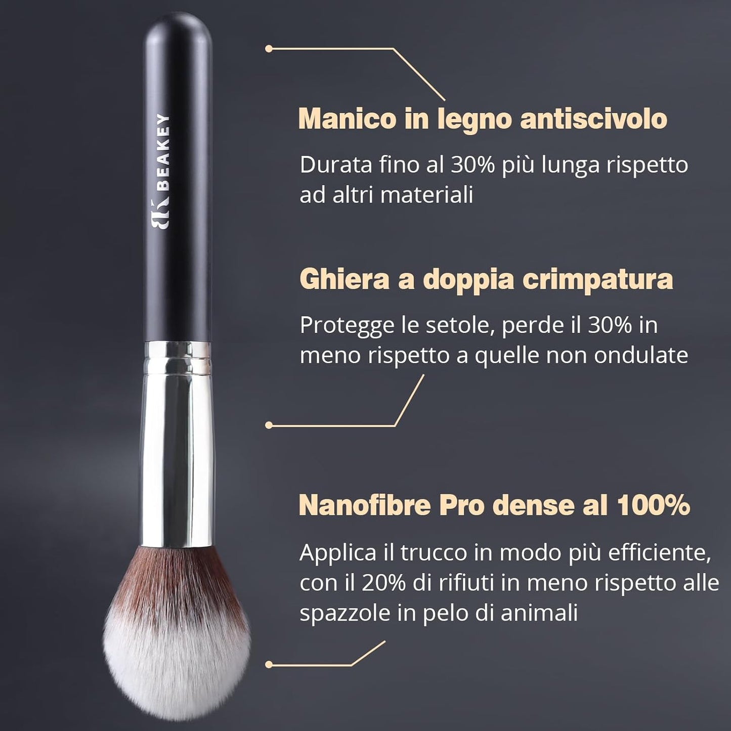 BEAKEY Premium Synthetic Makeup Brushes Set for Foundation Powder Blush Eyeshadow Brush Set Make Up Brush Kit with Sponge and Blender Beauty (10+2pcs, Black/Silver)