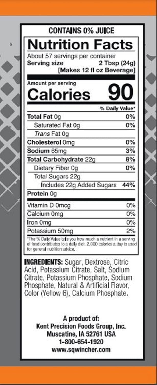 Sqwincher Powder-Pack, 47.66-Ounce, Yields 5-Gallon, Orange, 47.66-Ounce (Packaging May Vary)