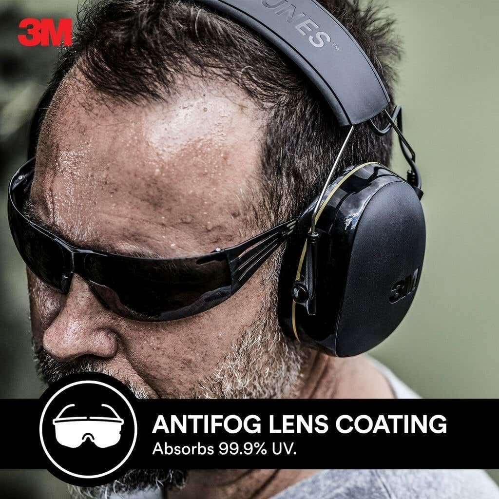 3M Safety SF400G-WV-6 Pro SecureFit 400 Eye Protection Safety Glasses, Black Frame and Gray Lens, Anti-fog, 1 Pair
