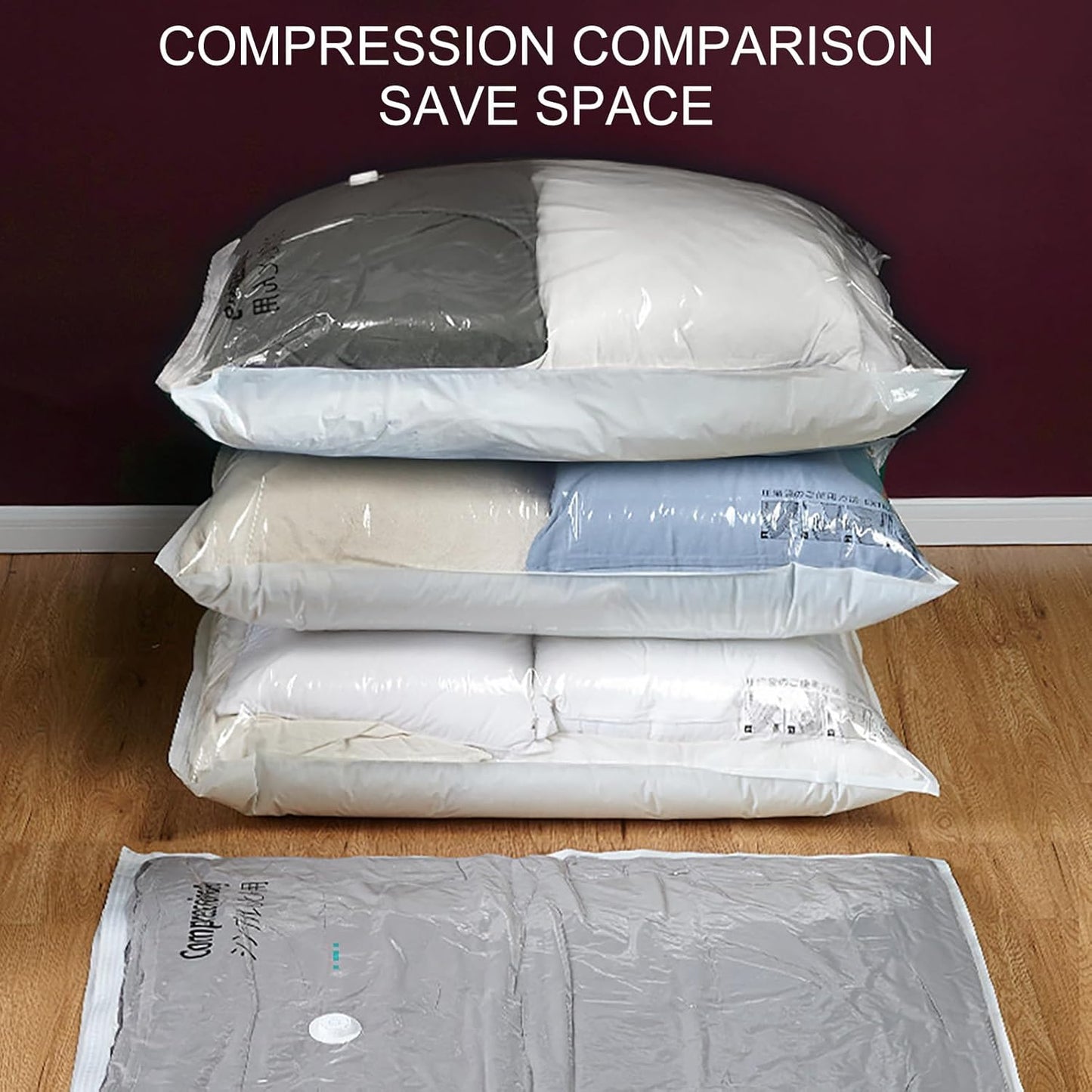 Vacuum Seal Bags - Vacuum Seal Bags For Clothing,Compression Garment Pack - Reusable Waterproof Garment Bags Moving House Seasonal Storage College Dorm Closet Organization