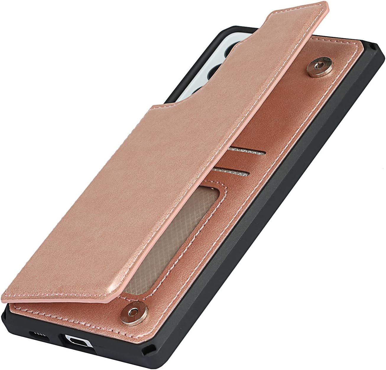 Cavor PU Leather Wallet for Samsung Galaxy S21/ S21 5G Case Flip Magnetic Clasp Back Cover Shockproof Soft TPU Phone Cases with Lanyard & Card Slots Holder & Kickstand Protective Case-Rose