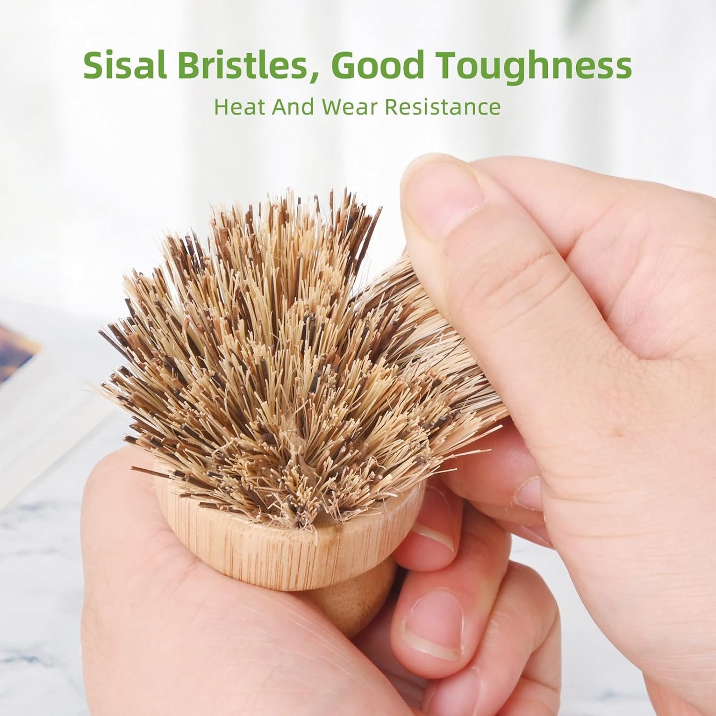7 Sets Bamboo Dish Brush - 2 Hard Brushes + 2 Soft Brushs + 2 Loofahs + 1 Ceramic Dish | Biodegradable, Natural Kitchen Brush for Dishwashing, Zero Waste Home