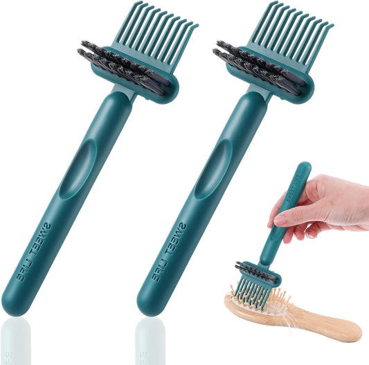 2pcs 2-in-1 Hair Brush Cleaner & Remover Tool Comb Cleaner for Removing Hair & Dust Small Portable Brush Cleaning Tool Effective Hair Brush Remover Rake for Women Travel Home Salon Use