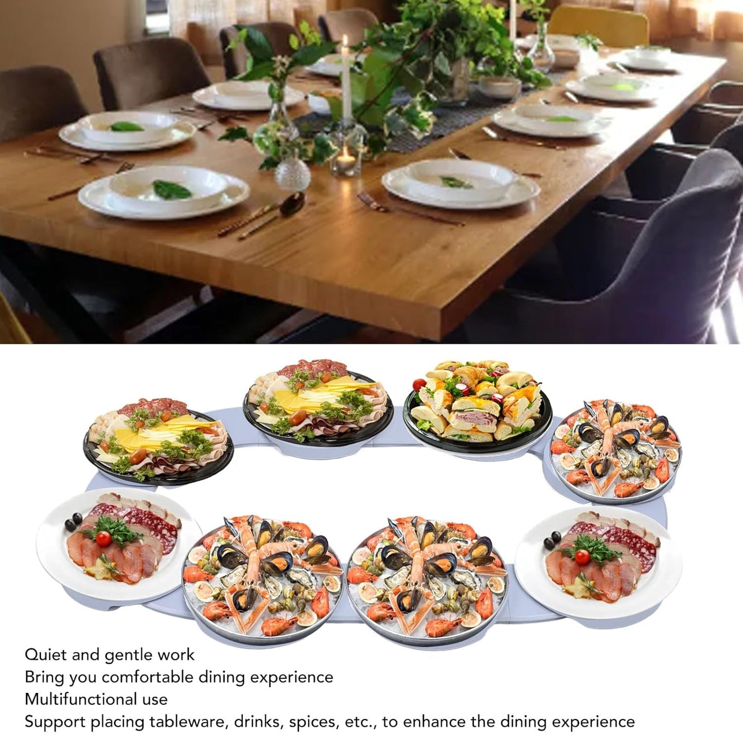 Lazy Susan Turntable Tray, 360 Degree Rotation Dining Table Turntable, Portable Rotating Food Organizer Tray for Dining Table for Pantry Kitchen Countertop, Serving Plate Tabletop