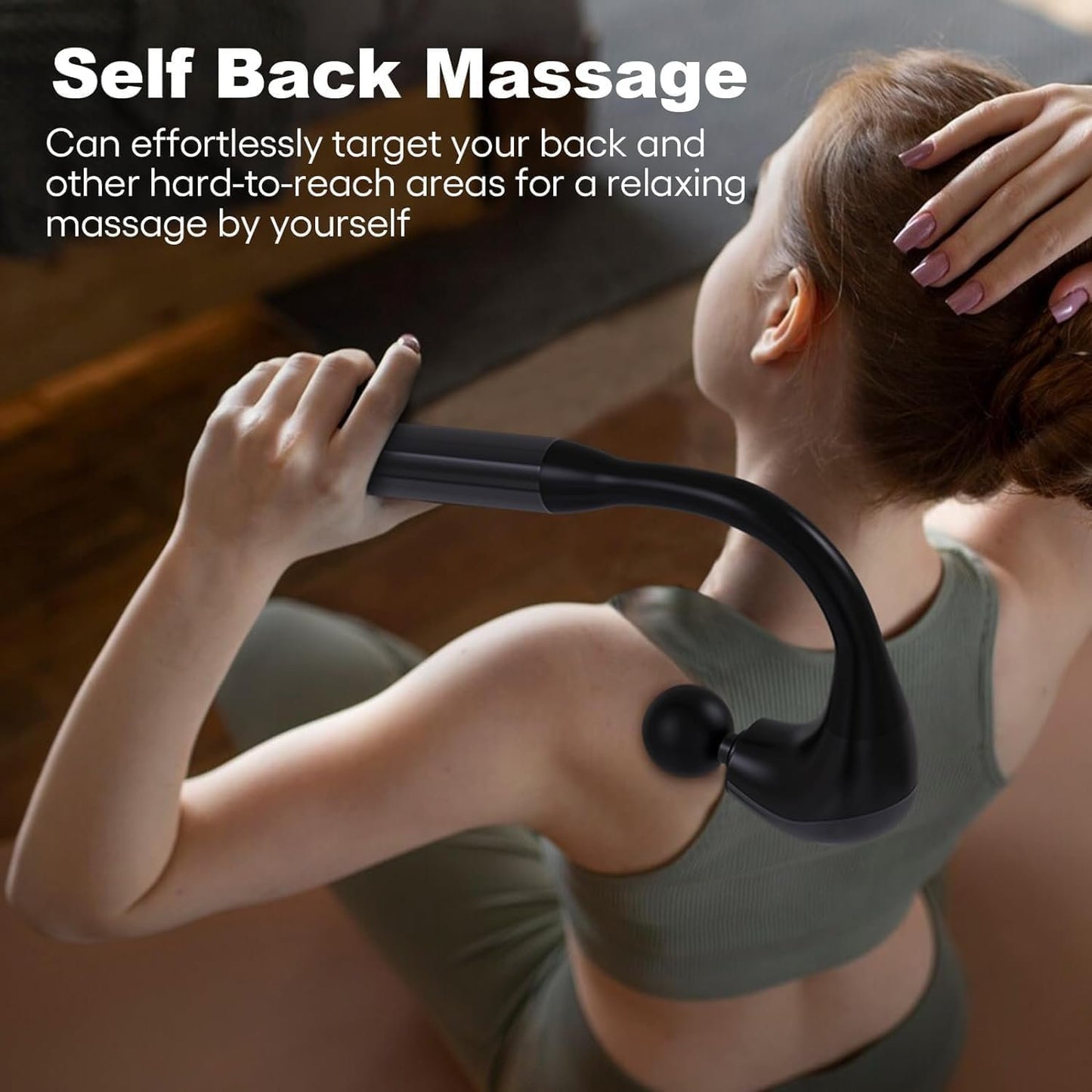 Fronnor Massage Gun with Extension Handle,Back Massager Tool,U-shaped Massage (Matte Black)