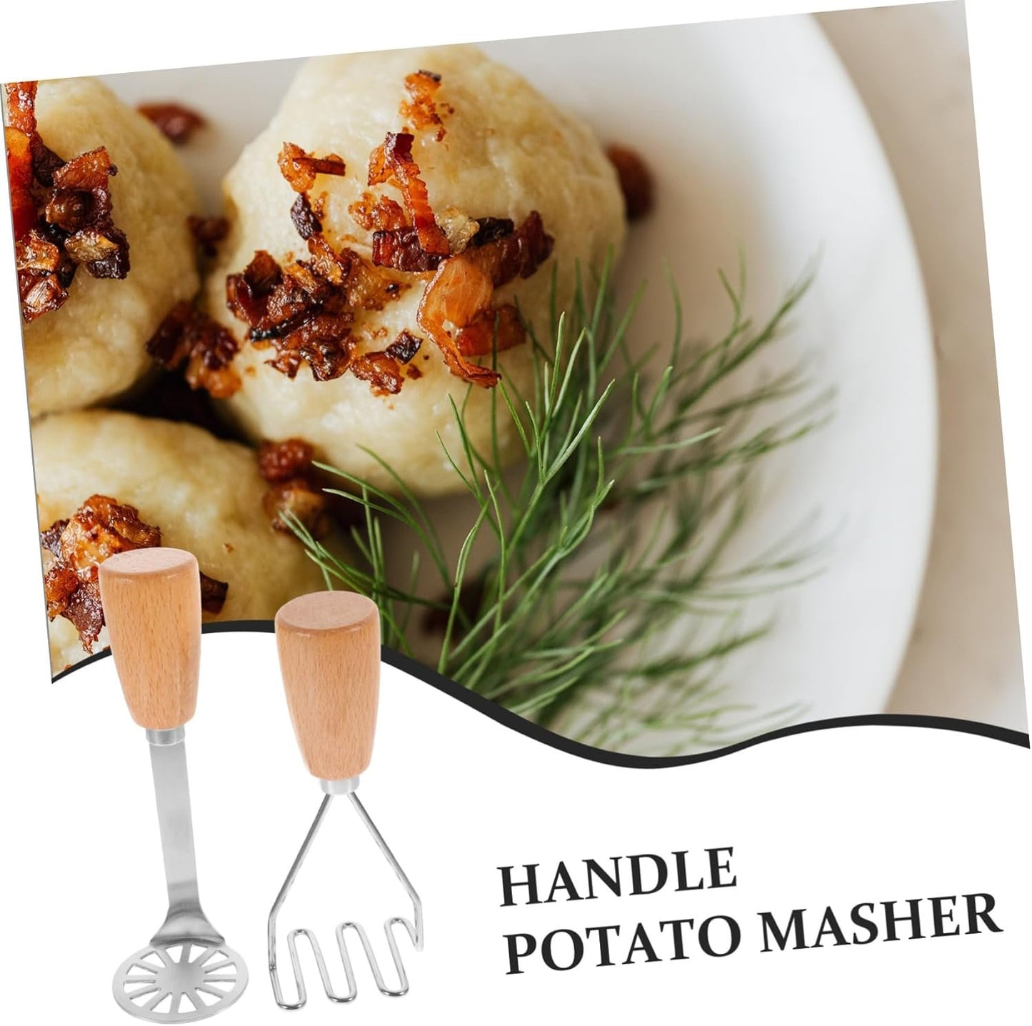 POPETPOP 2 Pezzi schiaccia Patate utensile per schiacciare Il Cibo Inossidabile purea Creatore Set Cucina Gadget Cucina Masher di Patate da Cucina Utensili per macinare Le Patate di Legno