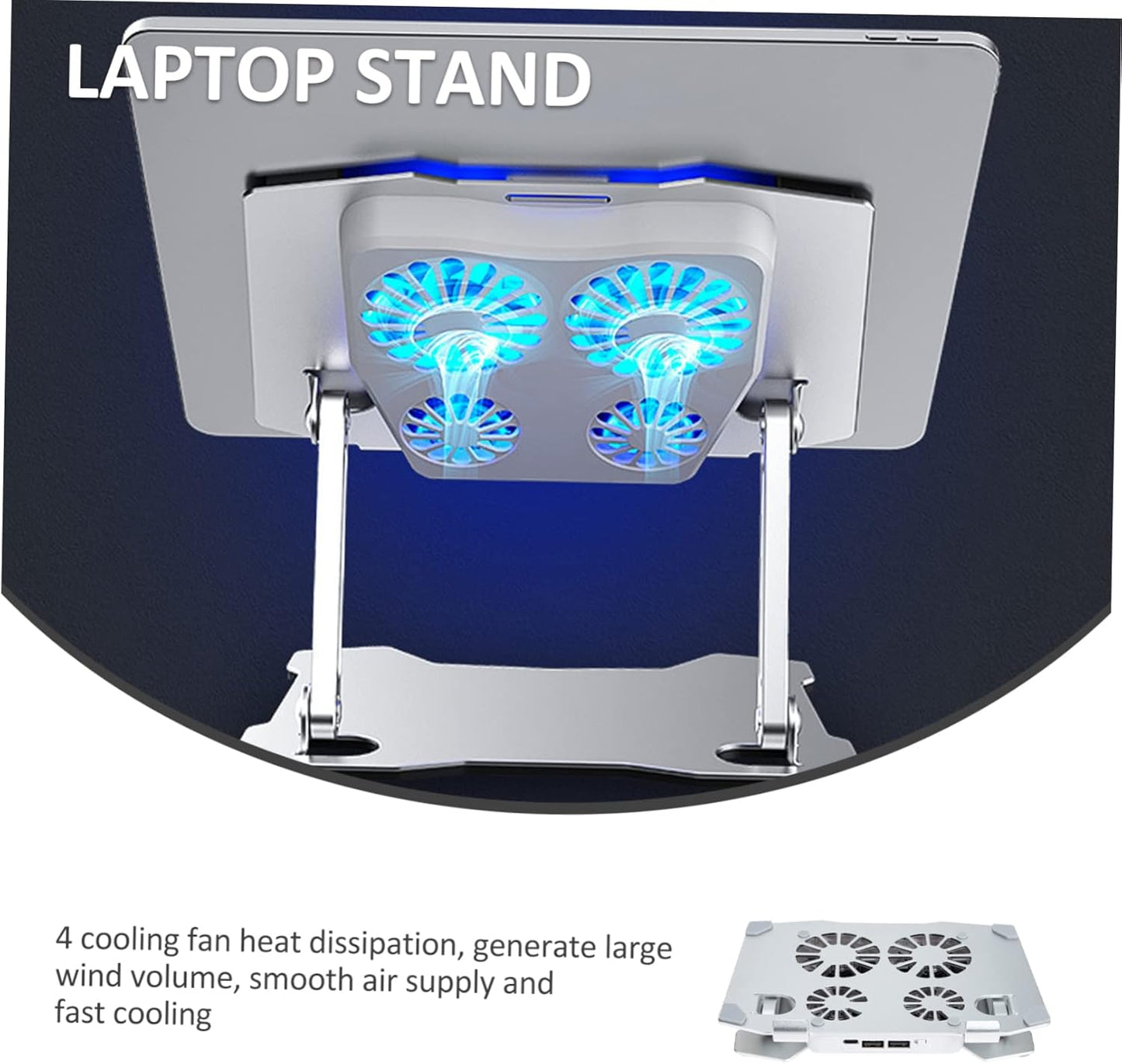 KOMBIUDA 4 Adjustable Laptop Stand with Cooling Fans Ergonomic Height for Pads Compatible with Laptops Tablets and More for Home Office Use