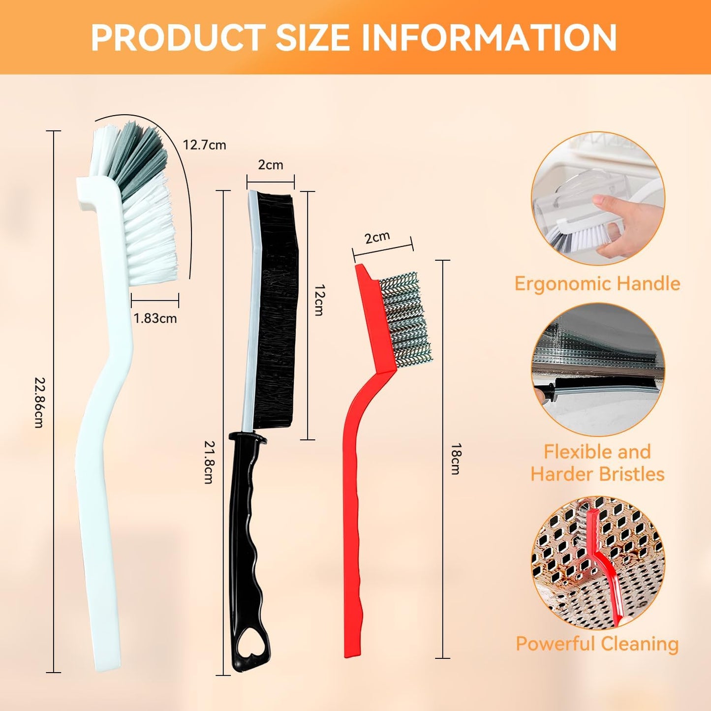 Shanghigh Crevice Cleaning Brushes - 8PCS Scrub Brush Toliet Cleaner, Grout Brush Set Clean Tools for Groove Corner, Home Essentials, Hard Bristle Cleaning Supplies for Kitchen, Bathroom and Toilet