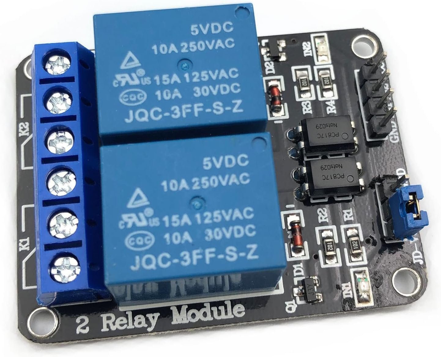 FainWan 2pcs 2 Channel Relay Module with Optocoupler 5V Active Low Level Amplifier Trigger JD-VCC Relay Power VCC Power