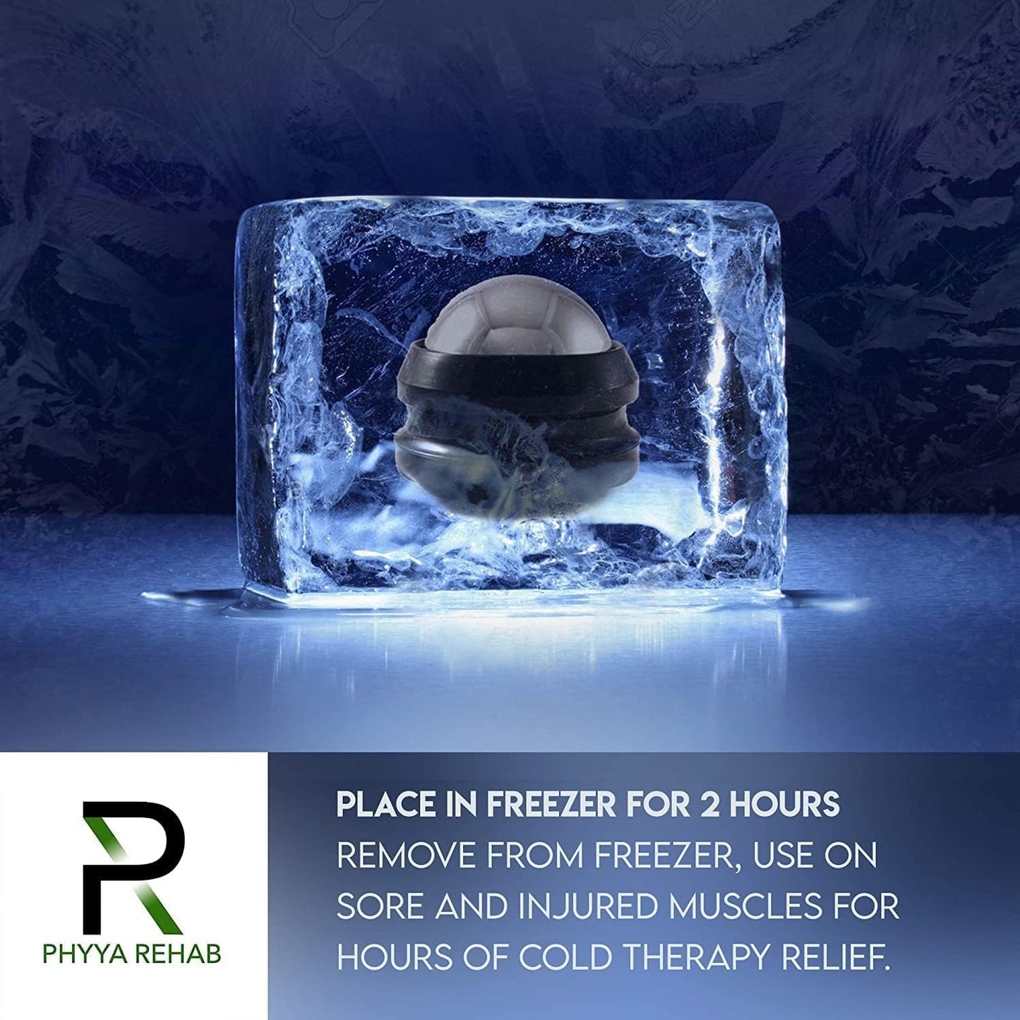 Cold Massage Roller Ball by Professional Rehab - Cold Therapy Relief That Helps with Muscles Recovery and Inflammation - Great Tool for Back/Neck Pain - Shin Splints - Sports Rehab - Stress Relief