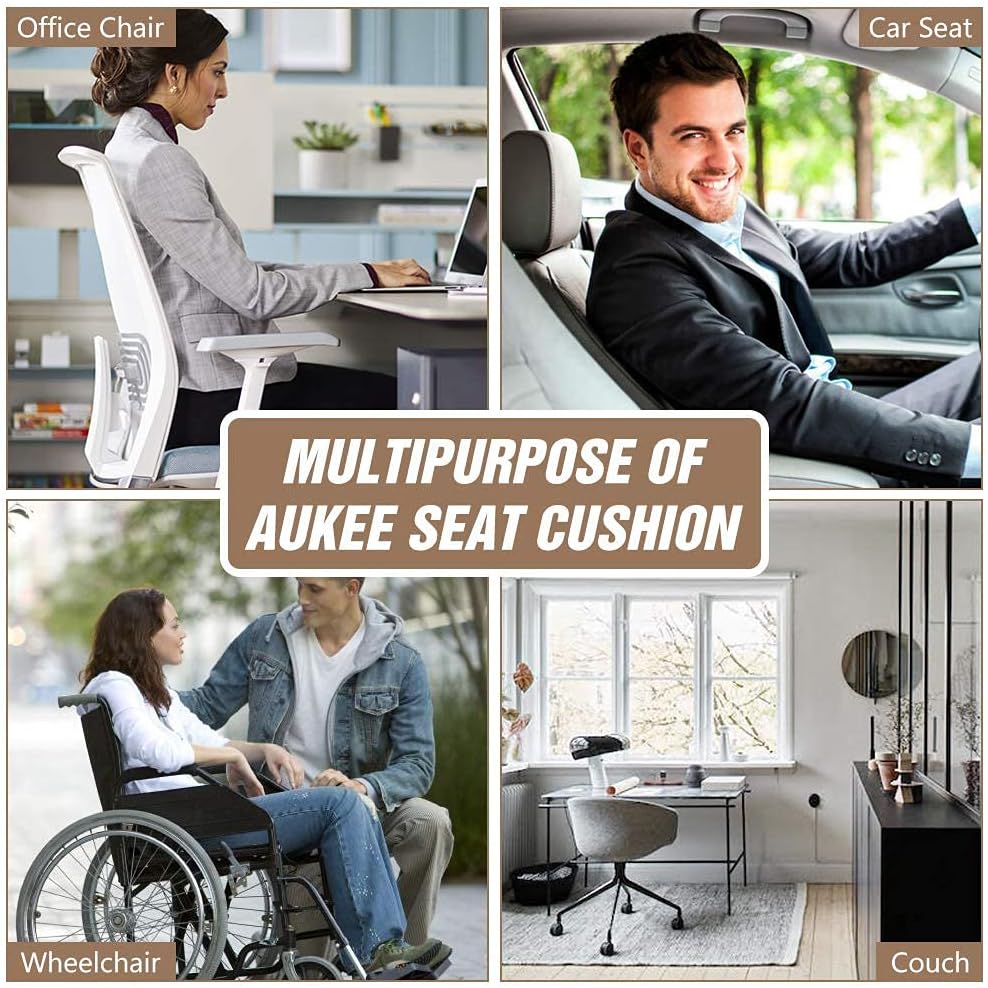 MYFAMIREA Car Seat Cushion Pad 2 Pack Sciatica Pain Relief Comfort Seat Protector for Car Driver Seat Office Chair Home Use Memory Foam Seat Cushion with Non Slip Bottom Black