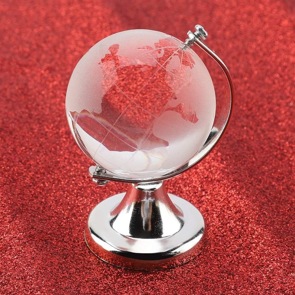 Aigend Home Decor - Round Earth Globe World Map Crystal Ball Ball Decoration for Home Office Gift (Silver)