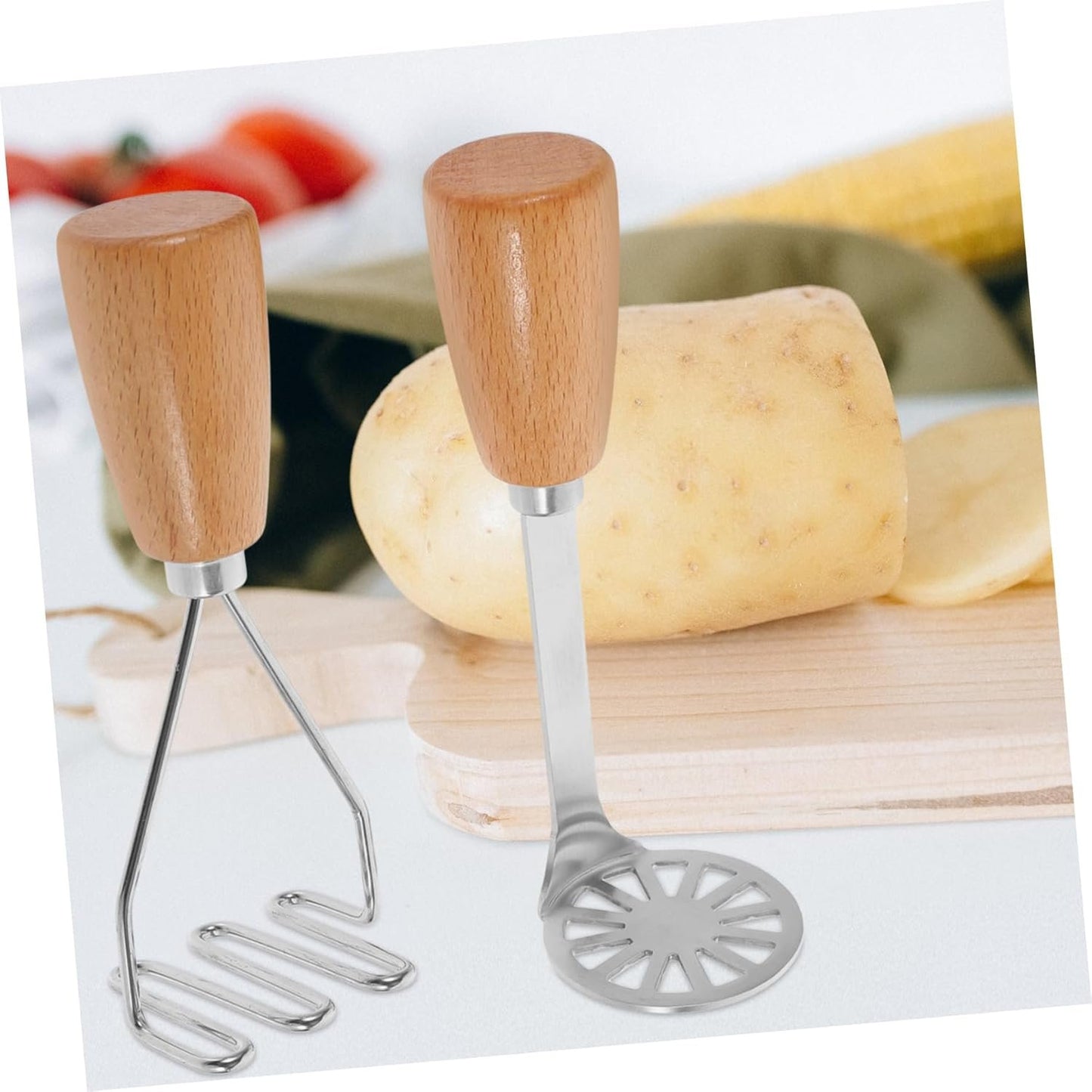 POPETPOP 2 Pezzi schiaccia Patate utensile per schiacciare Il Cibo Inossidabile purea Creatore Set Cucina Gadget Cucina Masher di Patate da Cucina Utensili per macinare Le Patate di Legno
