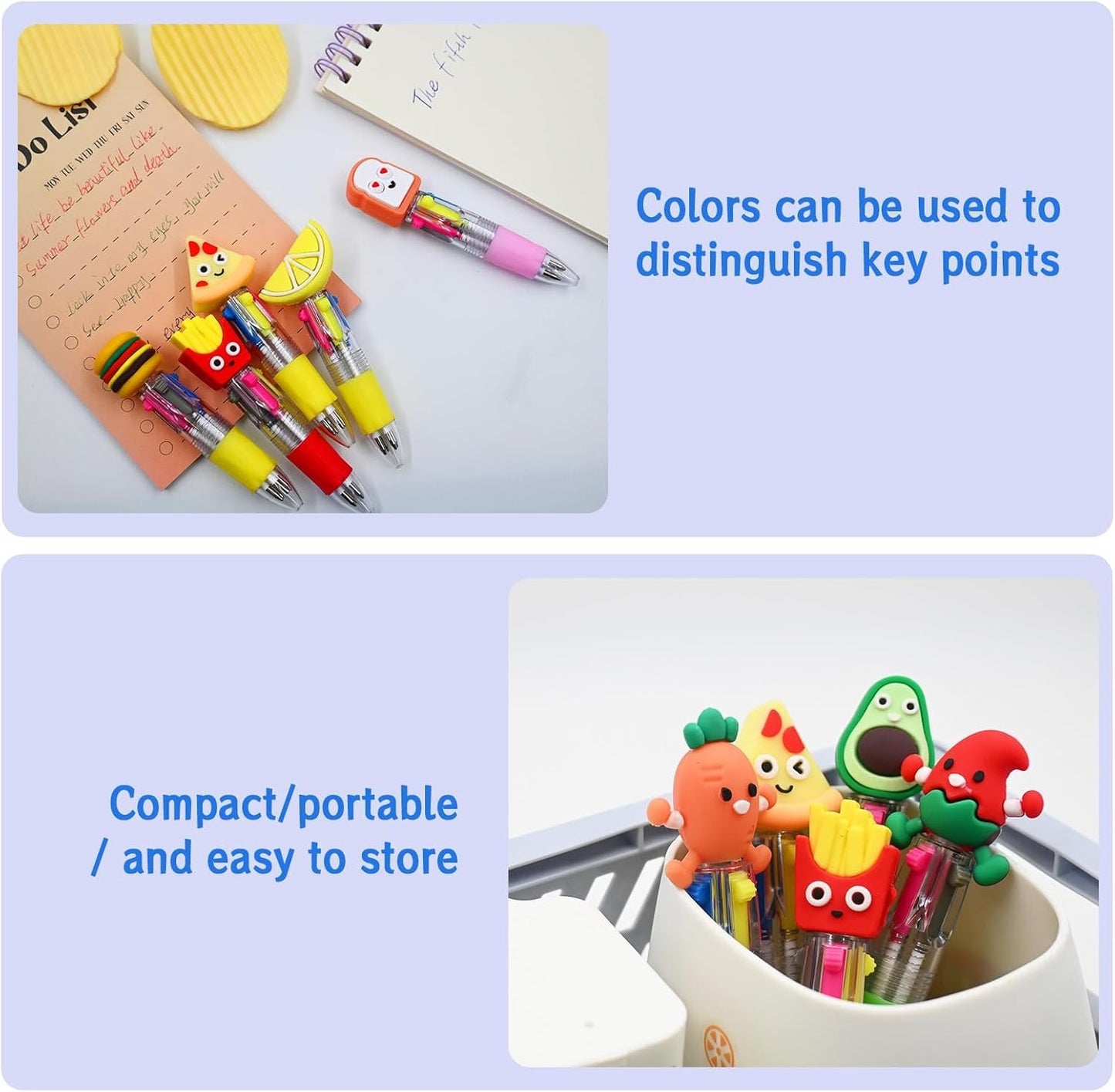 12 PCS Kids Multi-Coloured Ballpoint Pens, Cute 4-in-1 Retractable Gel Pens, Mini Cartoon Pen For Kids Students Teacher Classroom School Home Stationery, Fun Pens for Birthday Party Favor Gifts