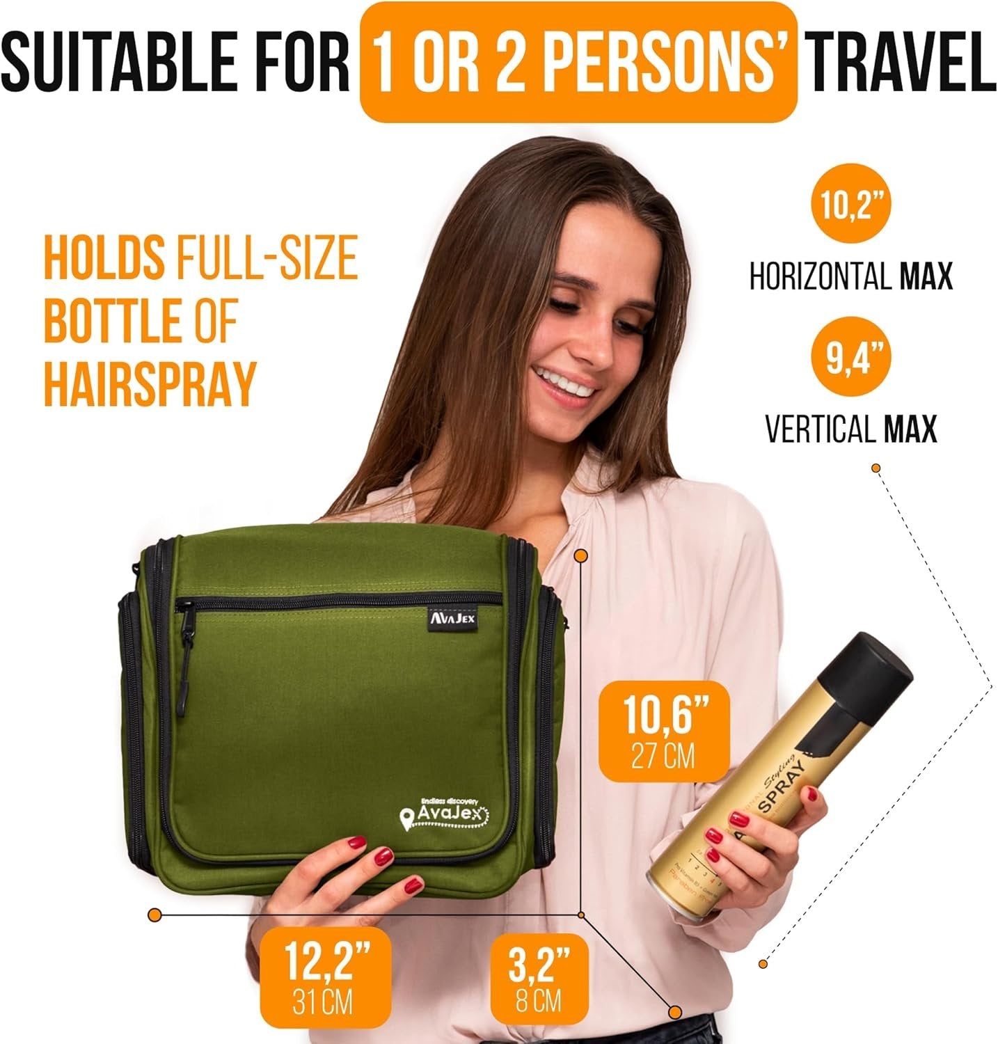 Travel Toiletry Bag for Men and Women - Large Hanging Toiletry Organizer - Waterproof Hygiene Bag with Metal XXL Swivel Hook, with YKK Zippers and 19 Compartments for Toiletries, Makeup, Cosmetics