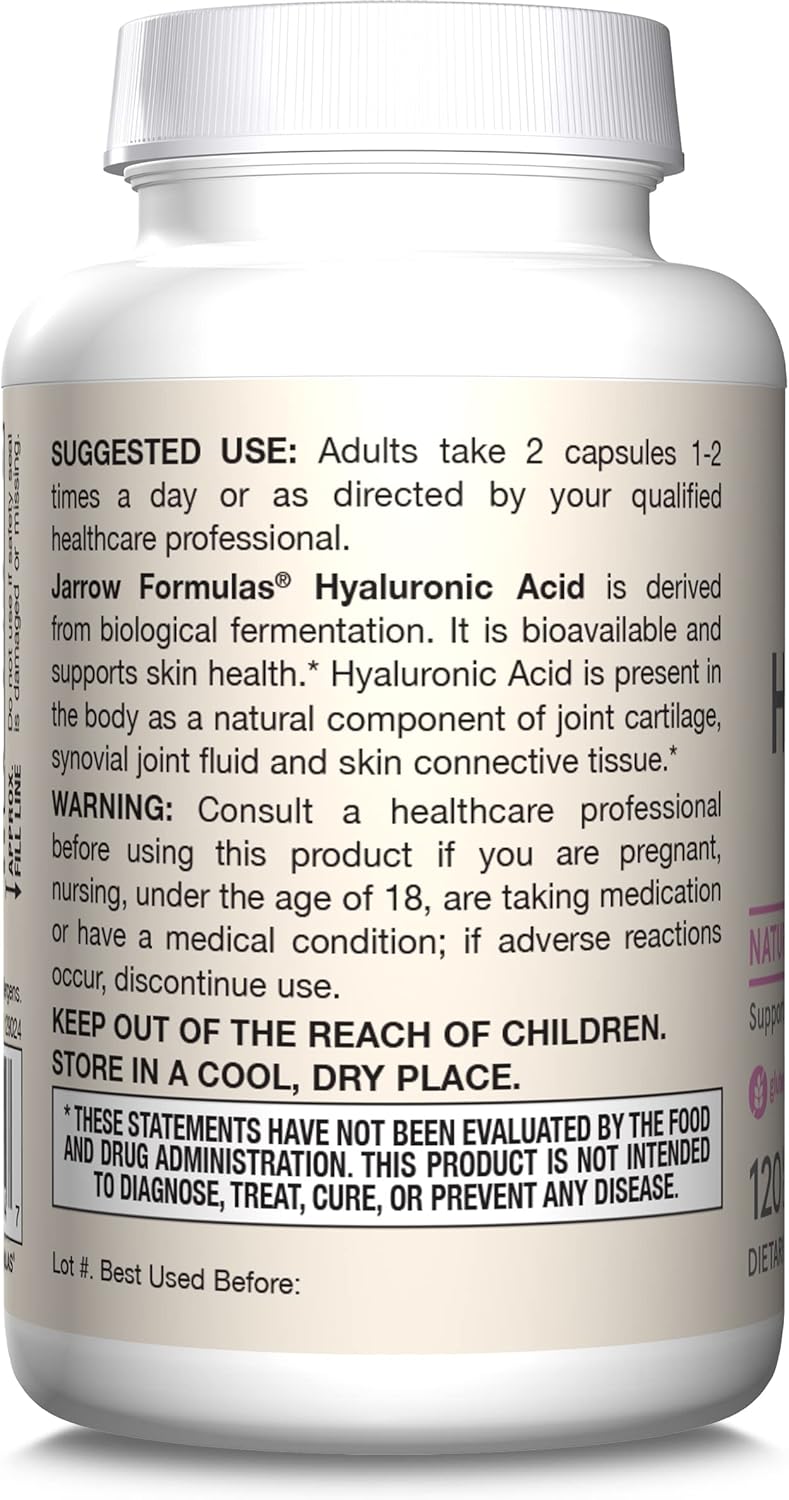 Jarrow Formulas Hyaluronic Acid, Skin Hydration, 120 Veggie Caps