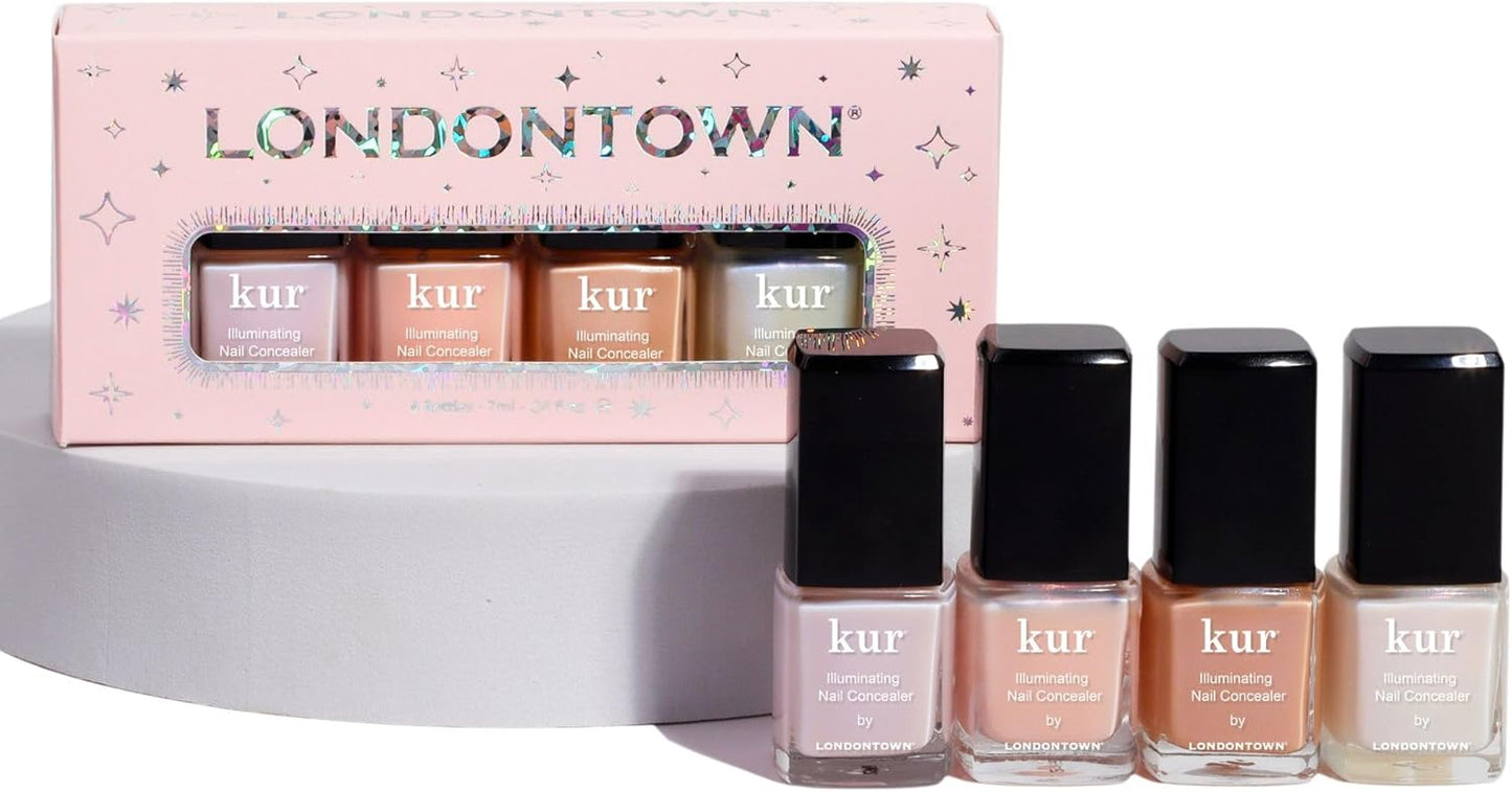 LONDONTOWN Illuminating Essentials Nail Concealer Mini Set - Vegan, Cruelty Free, Gluten Free, Paragon Free, Long Lasting Brightening Nail Polish Care, .24 fl oz