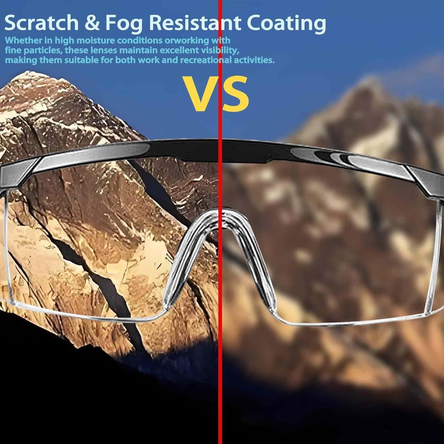 Safety Glasses with Adjustable Strap and Side Shields, 12 Pairs, Clear Lens, Scratch & Fog Resistant, Polycarbonate, Black Frame