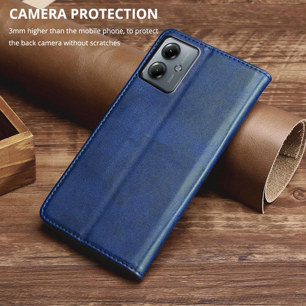 FORZARMOR for Motorola Moto G85 5G (6.67 Inch) Case Wallet Cover PU Leather Pockets Shockproof Magnetic Flip Card Holder (for Moto G85 5G, Blue)