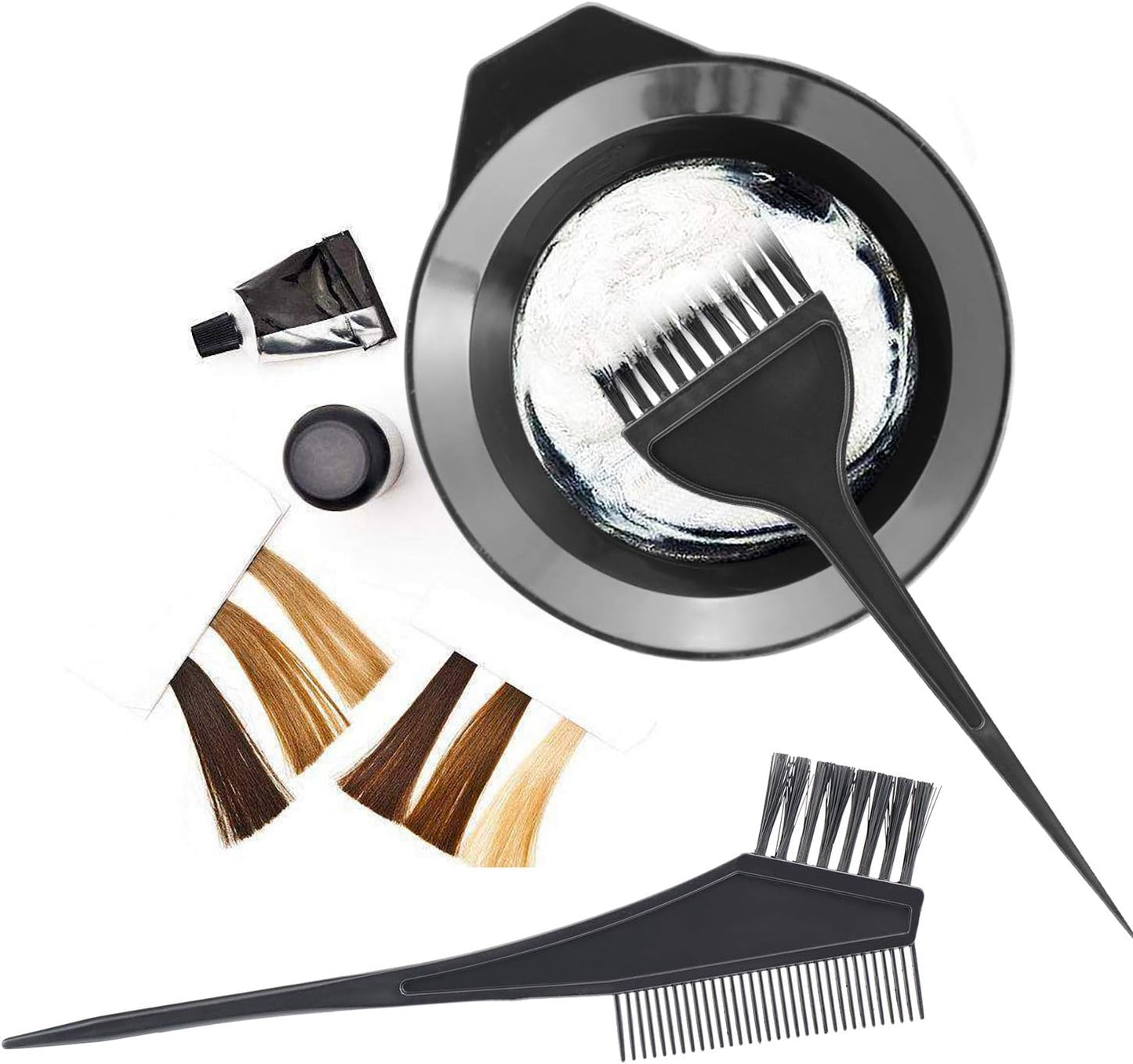 Gezimetie, Hair Coloring Tools Set of 3 Double Sided Brush Comb Bowl for Salon DIY