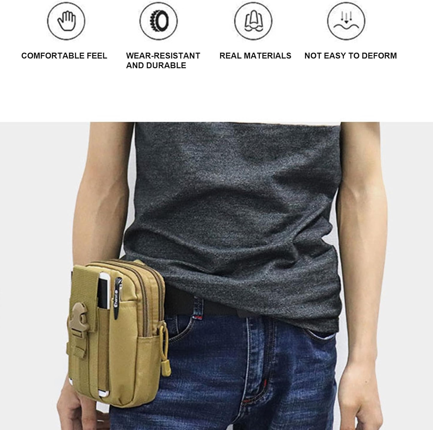 Generico Hiking Fanny Pack, Outdoor Waist Belt Bag, Large Capacity Oxford Phone Case, Wallet Pouch Gadget Pocket for Smartphone, Tools, Travel, Running, Cycling, Hiking, Camping, Trekking