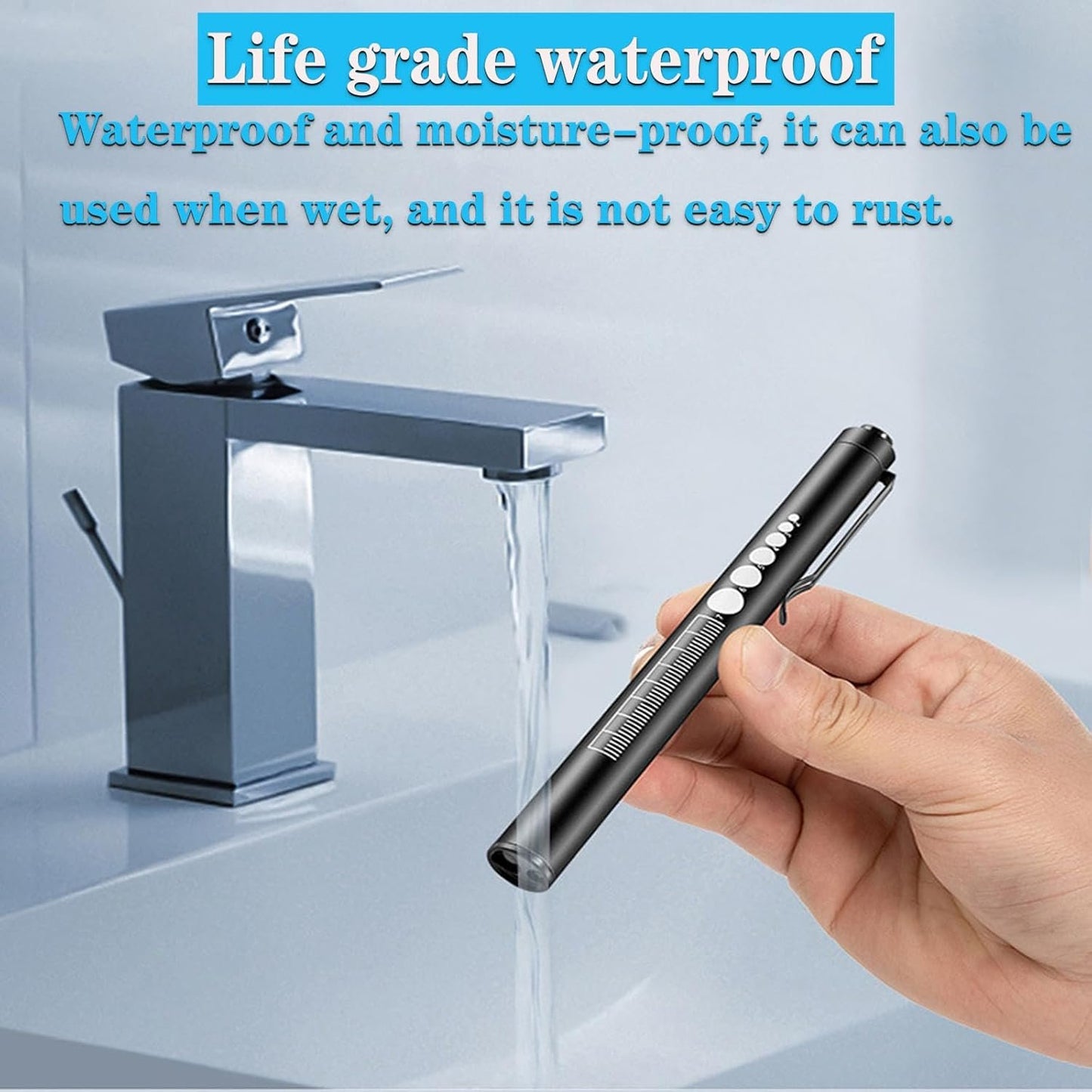 Yuentoen USB Rechargeable Pen Light, Reusable LED Stainless Steel Pocket Penlight, Tactical Flashlight for Emergency, Repair Checking, Home and Outdoor(Black)