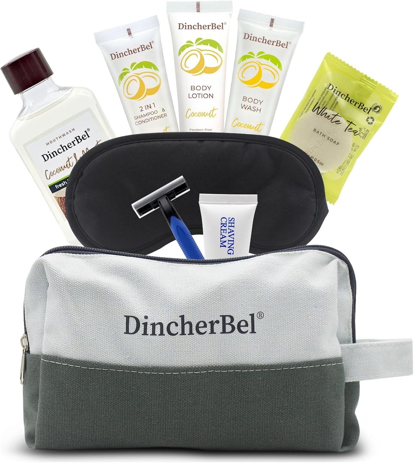 Travel Toiletry Kit, Hygiene Essential Kit for Travel, Business & Charity, 14-Piece Mini Toiletry Reusable Toiletry Zippered Bag