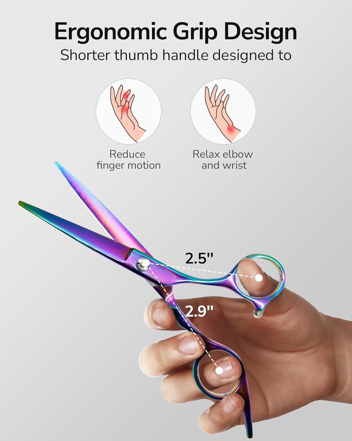 ULG Hair Cutting Scissors, Professional Hair Scissors 6.5 inch Right-Hand Razor Edge Barber Shears Salon Hair Cutting Shears Made of Japanese Stainless Steel, Hand Sharpened Multicolor