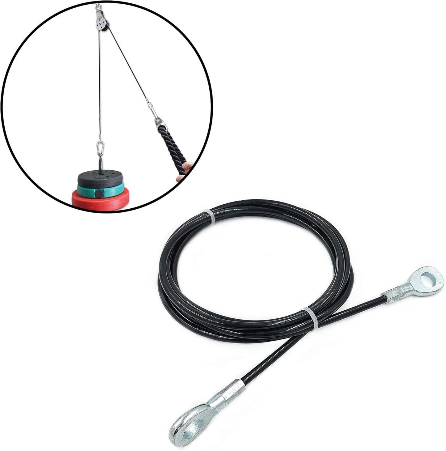J Bryant Fitness Gym Replacement Cable Fitness Pulley Cable Thick 0.2inch/5mm Heavy Duty Steel Wire Rope for Home Gym Cable Pulley Attachments Machine Accessories (Type-A, 39.3")