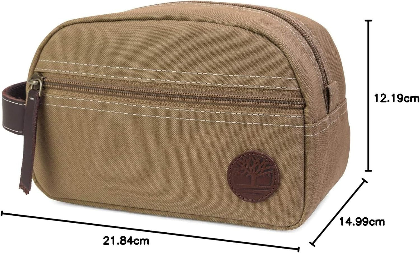 Timberland Men's Toiletry Bag Canvas Travel Kit Organizer, Khaki, One Size
