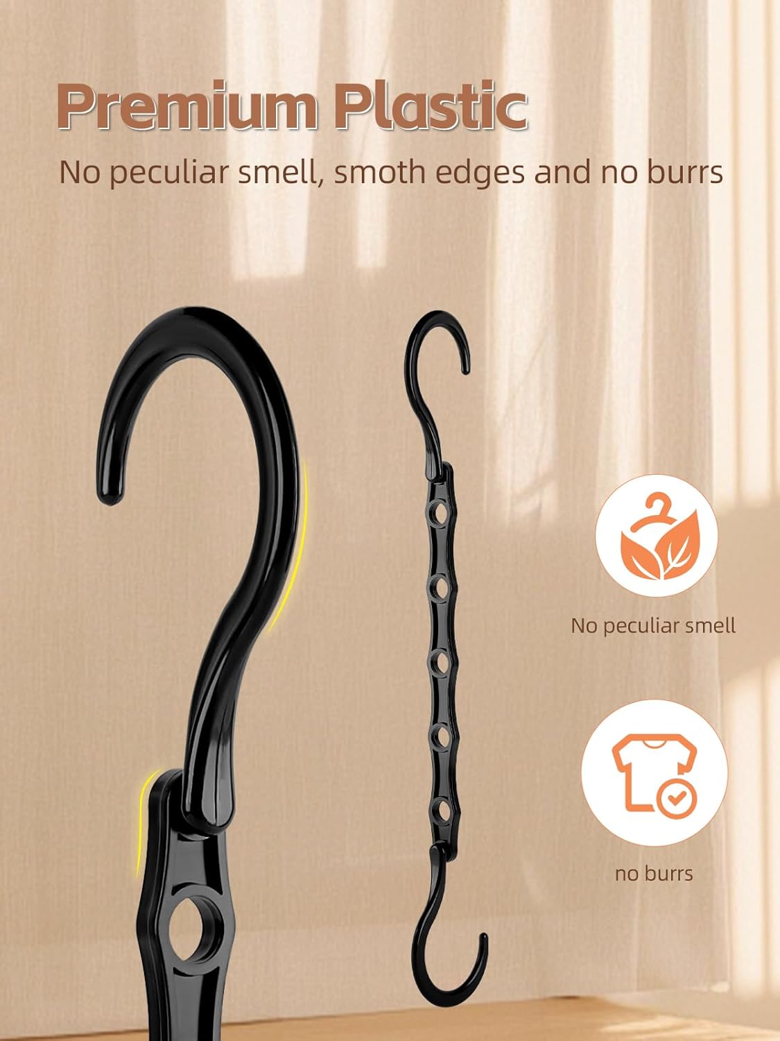 HOUSE DAY Space Saving Hanger 20 Pack Sturdy Black Magic Hangers for Closet Organizers and Storage for Heavy Clothes, Dorm Room Bedroom Home RV Car Camper Organization Essentials