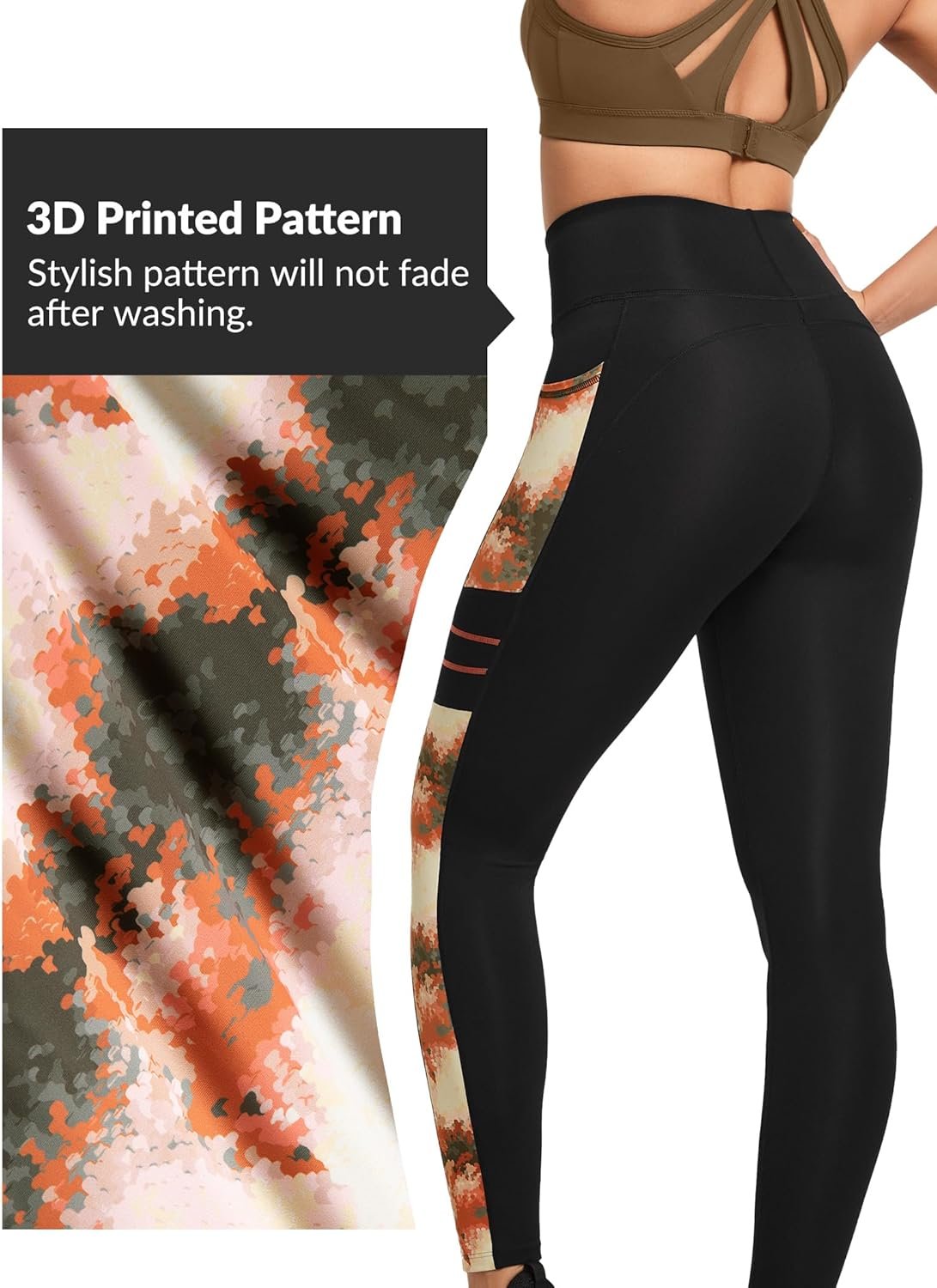 Yvette Printed Leggings for Women High Waisted Workout Tummy Control Yoga Pants with Pockets