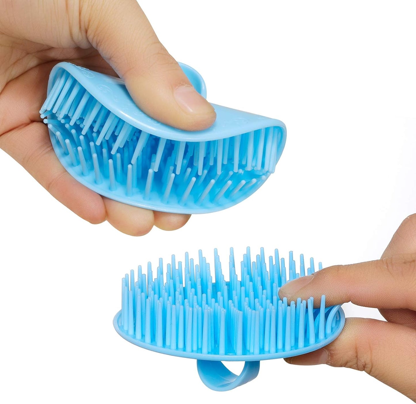 COBBEN 4Pack Hair Scalp Exfoliator Brush Dandruff Cleaning Brush, Flexible Scalp Massager Brush, Shower Scalp Shampoo Brush for Home, Office, Travel and Pets(Flexible Blue/Pink/Orange/Green)