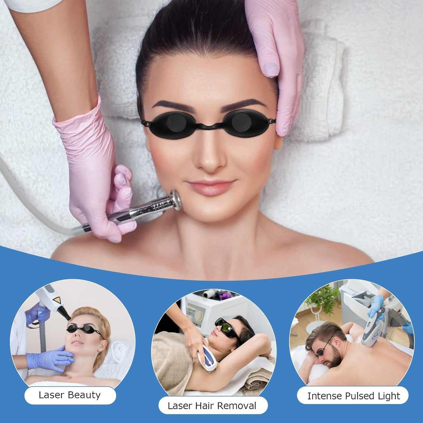 SUPVOX 4pcs IPL Goggles Safety Beauty UV LED Eye Protection Glasses Soft (Black)
