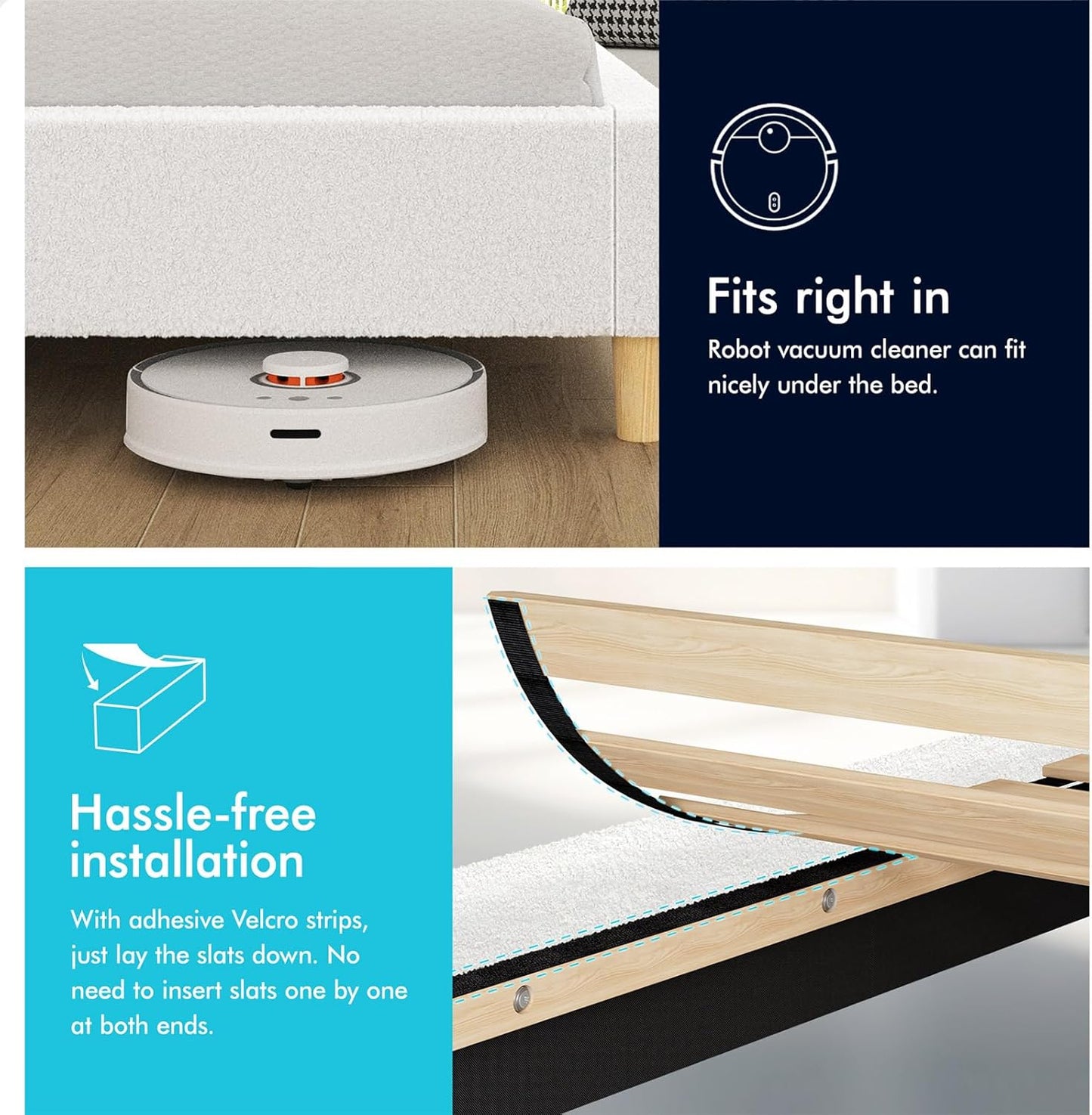 ALFORDSON Bed Frame Base Double Size with Boucle Fabric Upholstery, Bed Platform Foundation with Headboard for Mattress Topper, Tania Boucle White