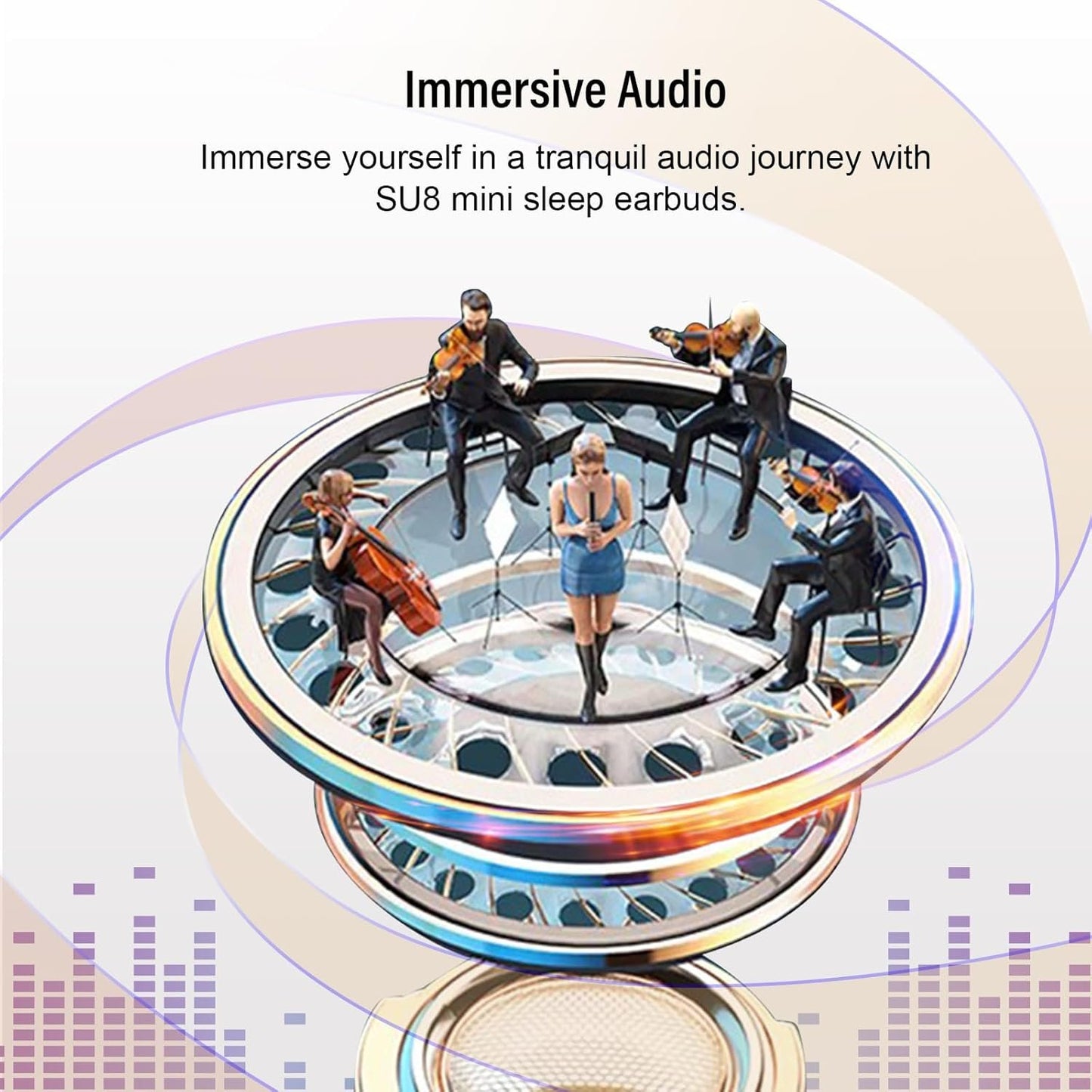 Sleep Earbuds Bluetooth 5.4 Sleep Headphones in Ear, Wireless Earbuds for Design Side Sleeper, 47H Playtime Noise Cancelling Ear Buds, Clear Calls, IPX7 Waterproof Light-Weight Earphones, Bee White