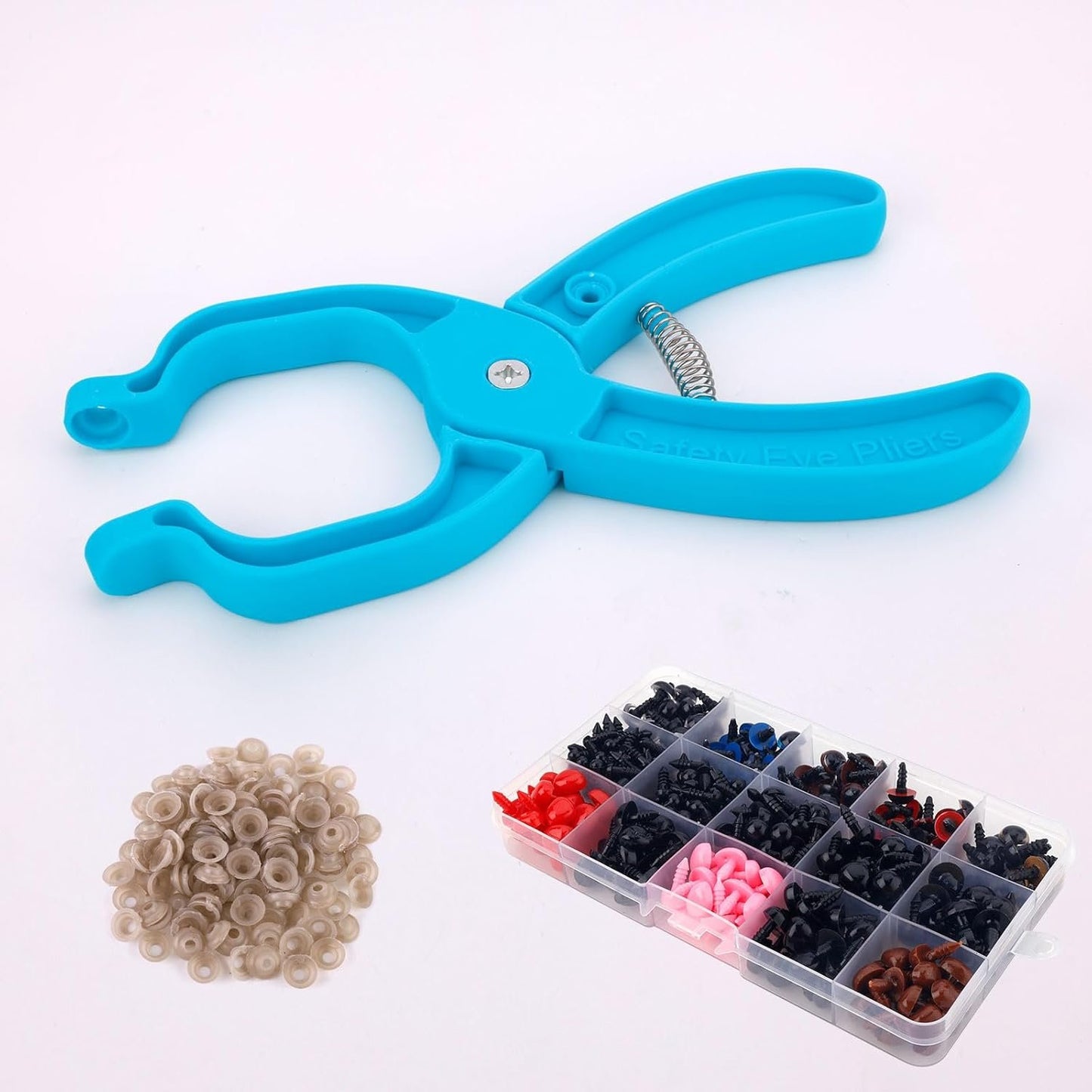 Safety Eye Tool Auxiliary Tool, Plastic Safety Eye Pliers for Attaching Safety Eyes Safety Eye Snapper Tool Crochet Doll Safety Eye Tool for Amigurumi 5-30mm Animal Plush Toy Eyes Making