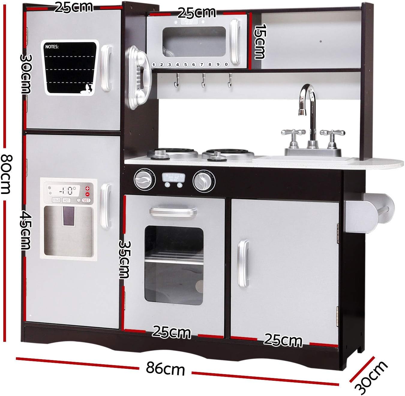Keezi Kids Kitchen Set Pretend Play Food Playset Wooden Toys Mud Kitchens Children Cooking Cookware Sets Toy Home Cubby House Furniture for Boys Girls, Easy Cleaning White