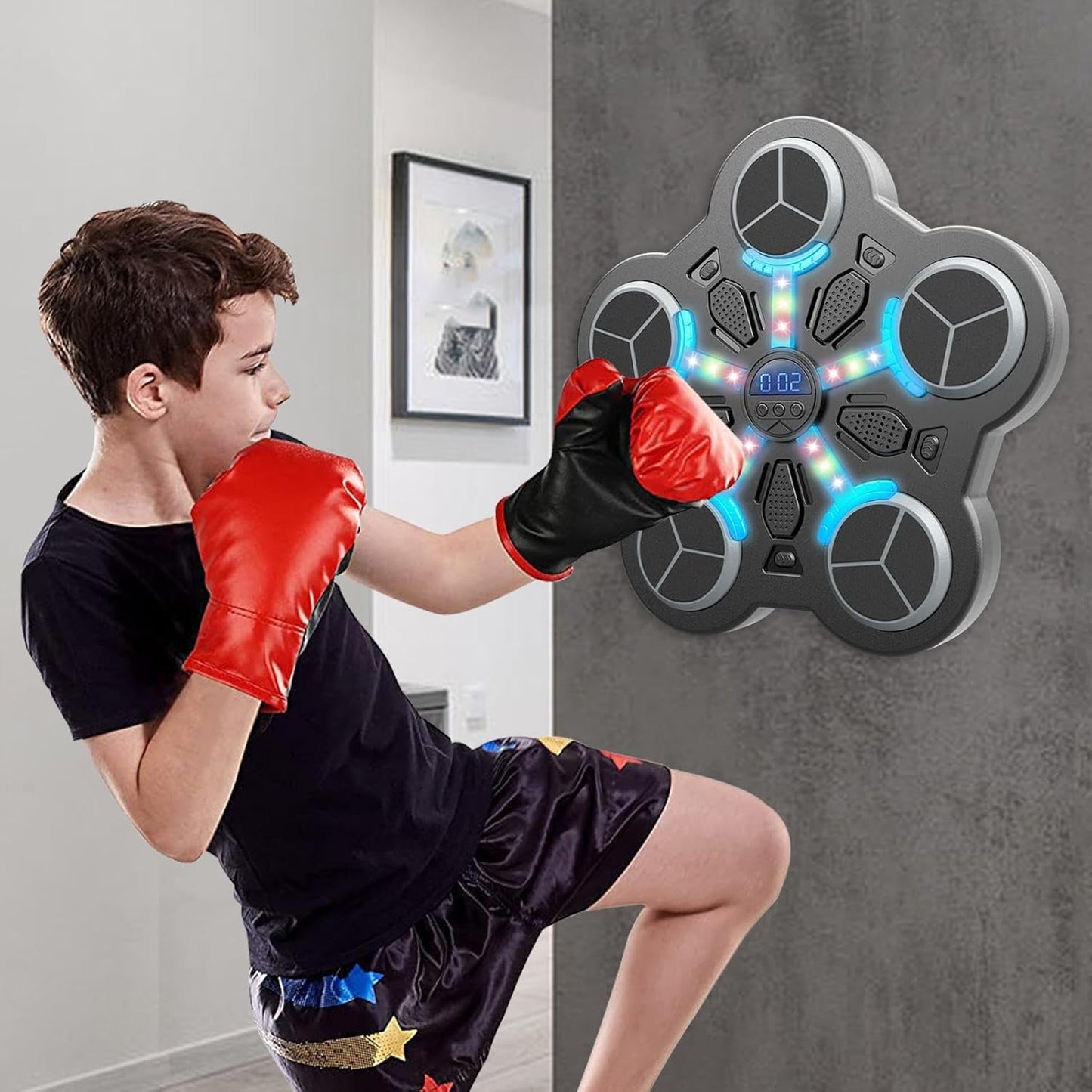 Punching Machine, Boxing Workout Gear, Light-Up Punch Machine, Fitness Boxing Equipment, Multipurpose Workout Device, Adjustable Wall Puncher, Wireless Punch Machine, Boxing Training Equipment